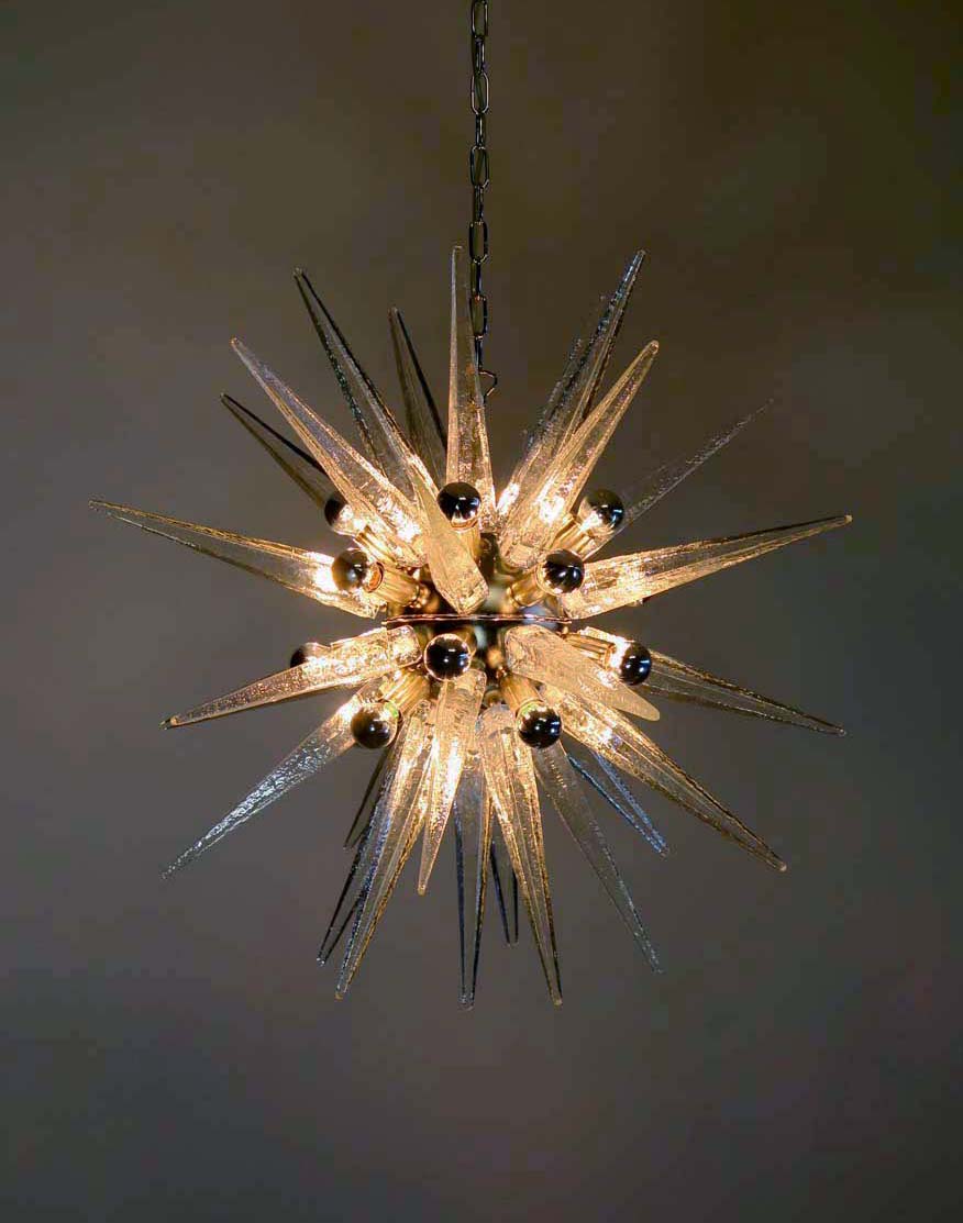 Murano Lysekrone – 31 Klare Sputnik – detalj 4 – Murano Classics