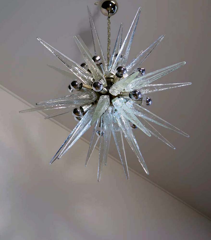 Murano Lysekrone – 31 Klare Sputnik – detalj 2 – Murano Classics