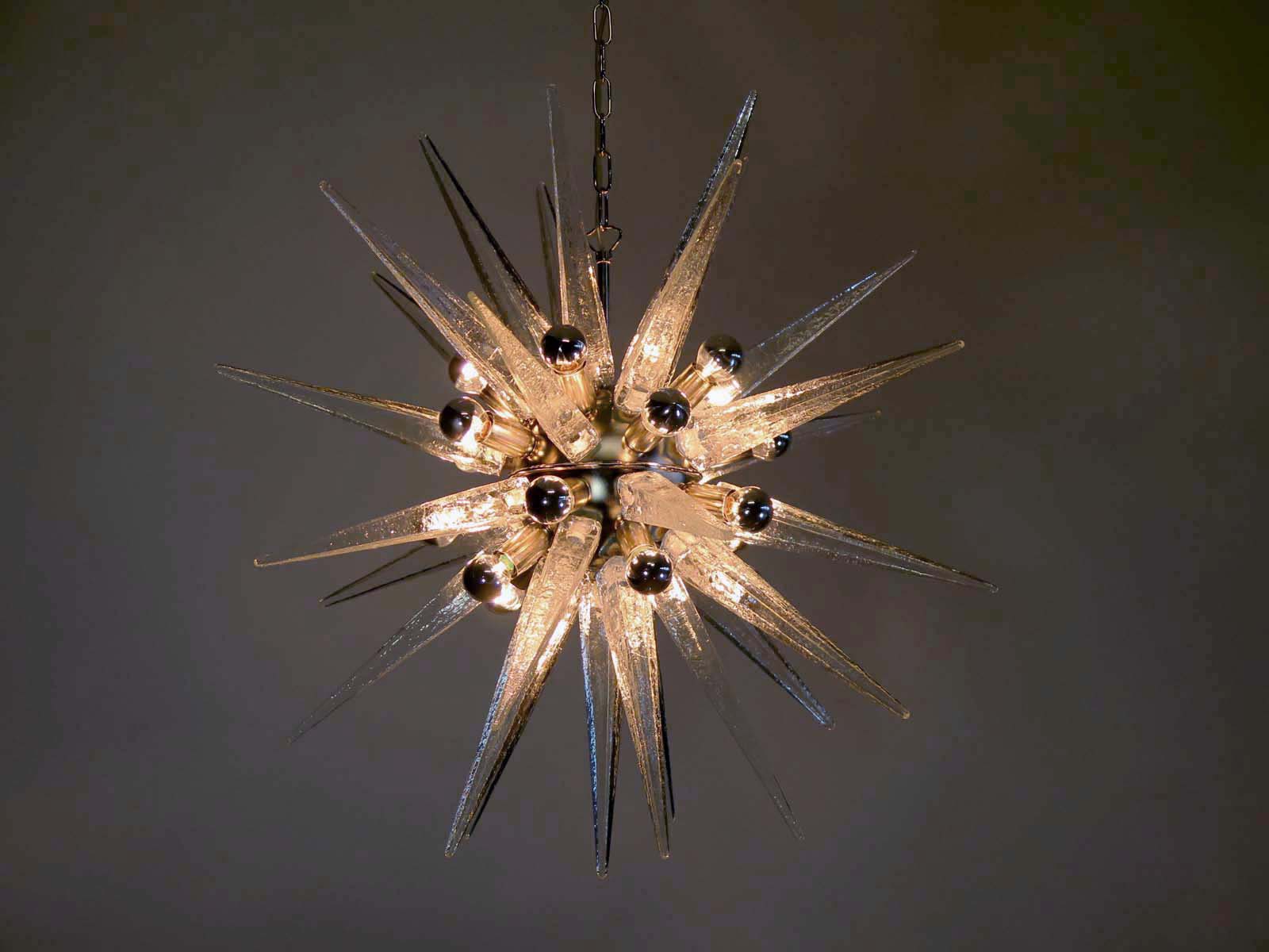 Murano Lysekrone – 31 Klare Sputnik – detalj 5 – Murano Classics