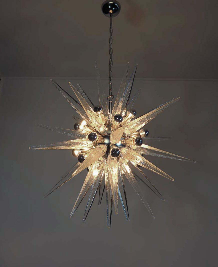 Murano Lysekrone – 31 Klare Sputnik – detalj 6 – Murano Classics