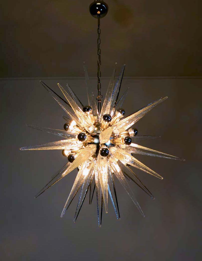 Murano Lysekrone – 31 Klare Sputnik – detalj 7 – Murano Classics