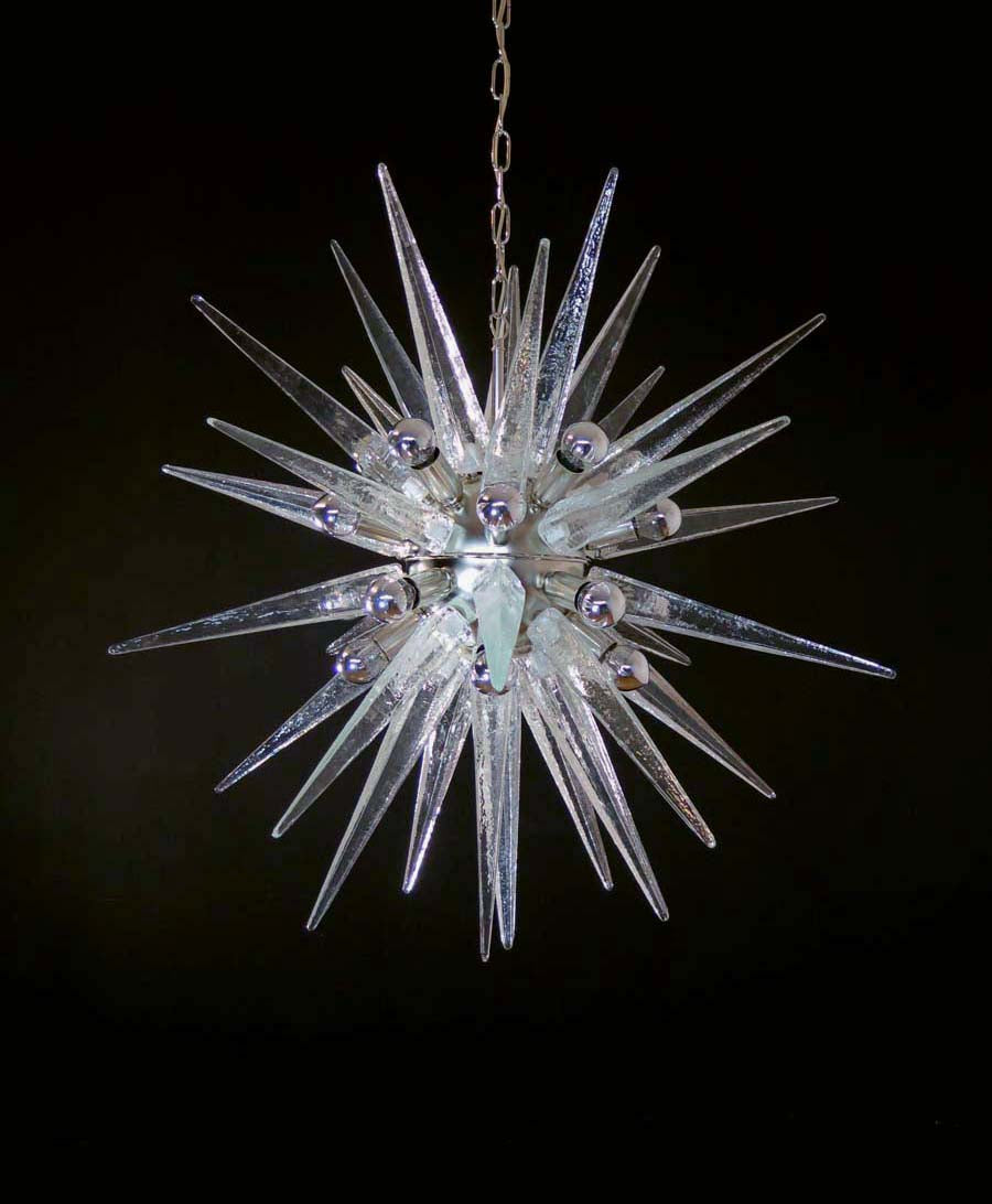 Murano Lysekrone – 31 Klare Sputnik – detalj 9 – Murano Classics