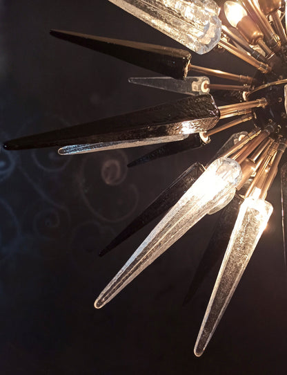 Murano Lysekrone | 51 Klare Sorte Sputnik