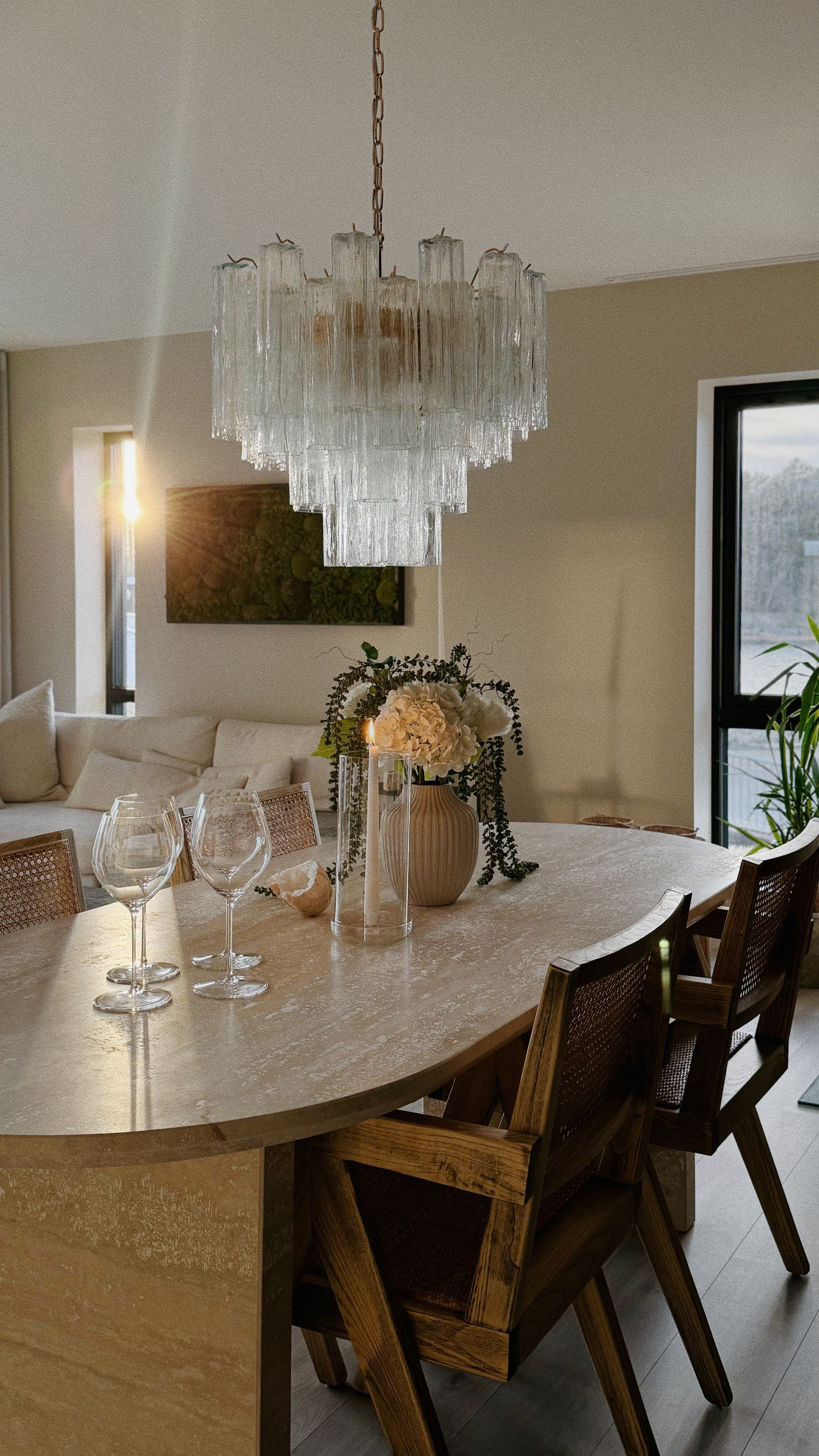 Murano Lysekrone – 36 Klare Glassrør – detalj 3 – Murano Classics