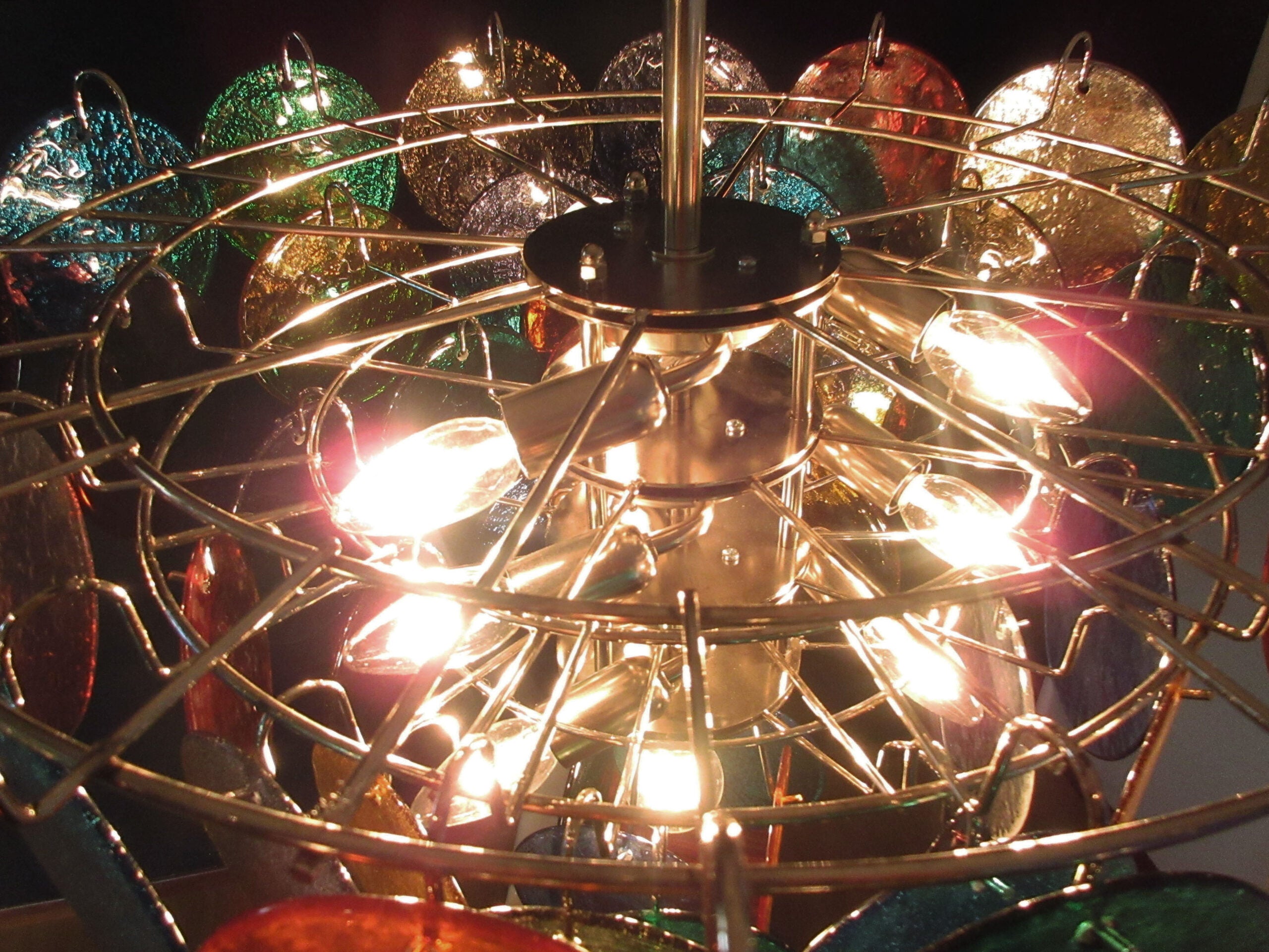 Murano Lysekrone – 50 Multifargede Glassdisker – detalj 7 – Murano Classics