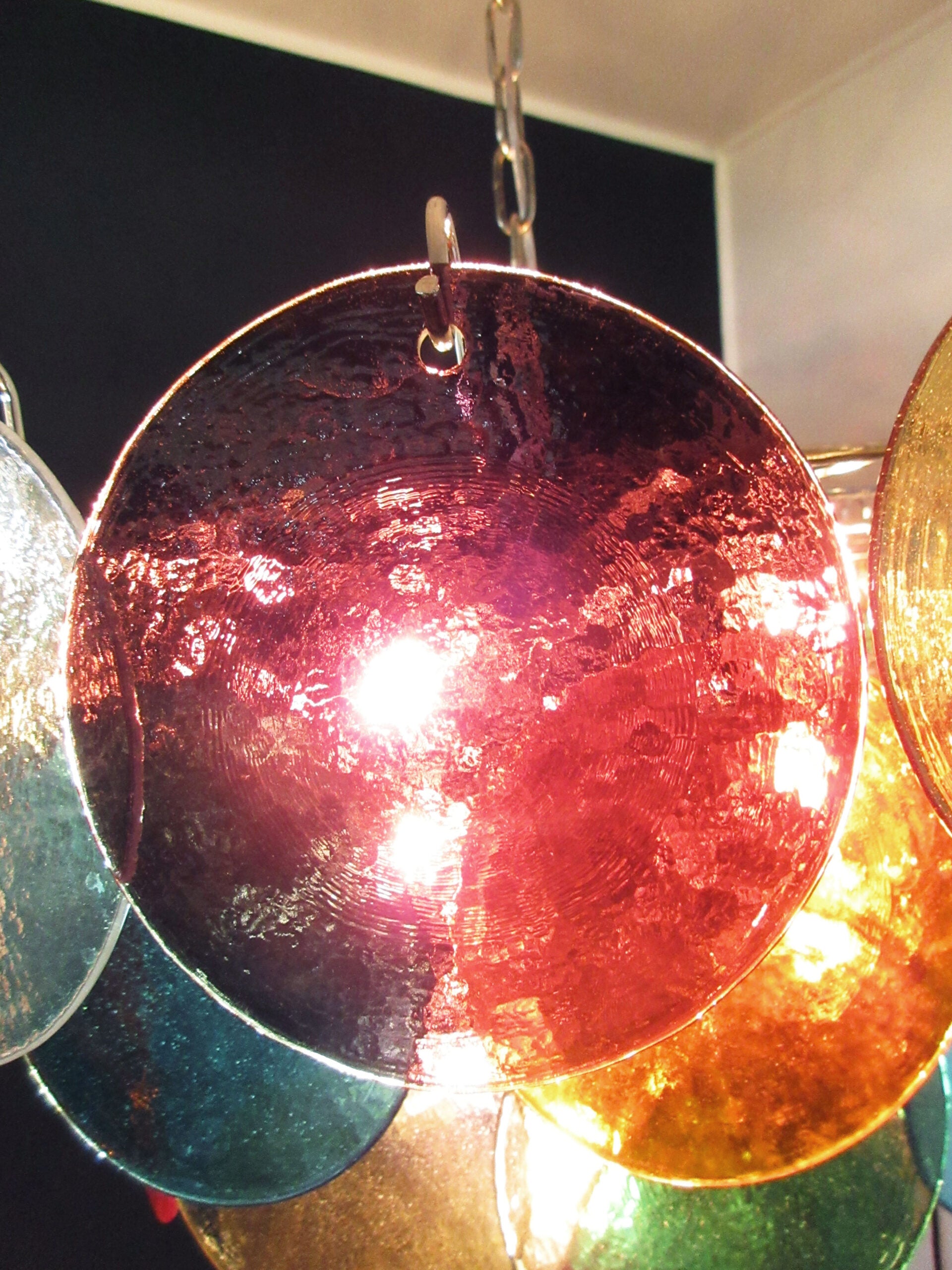 Murano Lysekrone – 50 Multifargede Glassdisker – detalj 8 – Murano Classics
