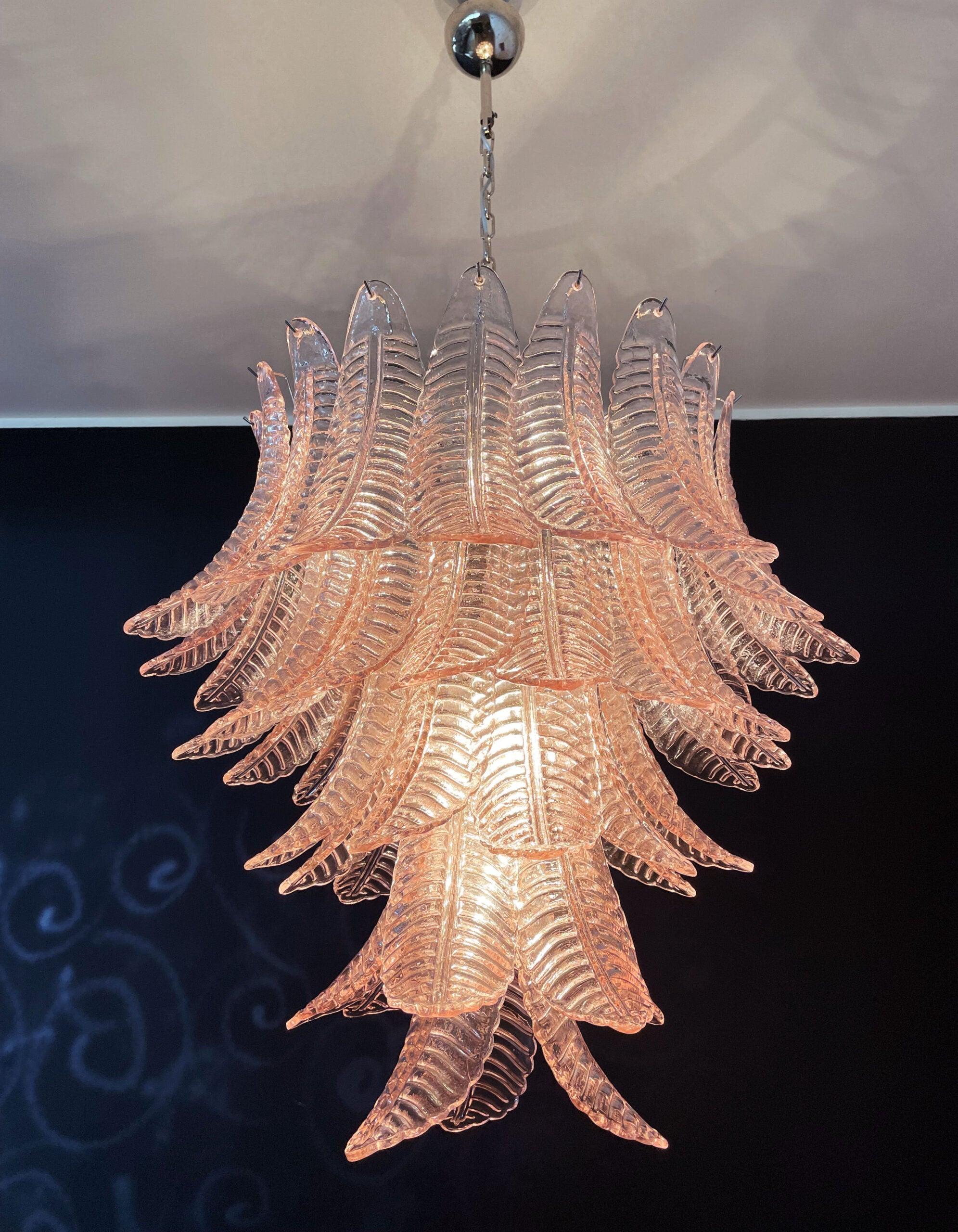 Murano Lysekrone – 52 Rosa Felciglass – detalj 2 – Murano Classics