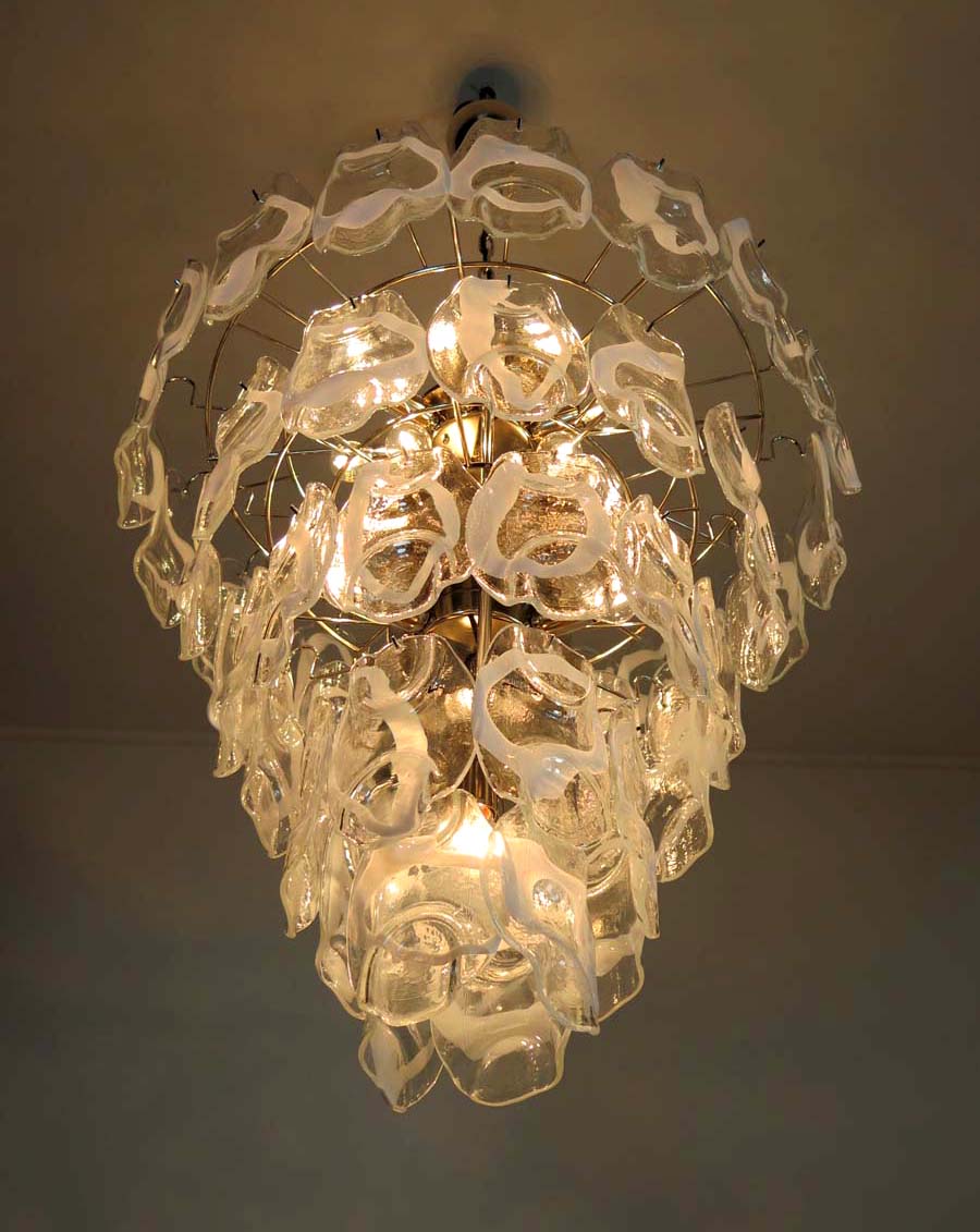 Murano Lysekrone – 50 Hvite Crostoliglass – detalj 5 – Murano Classics