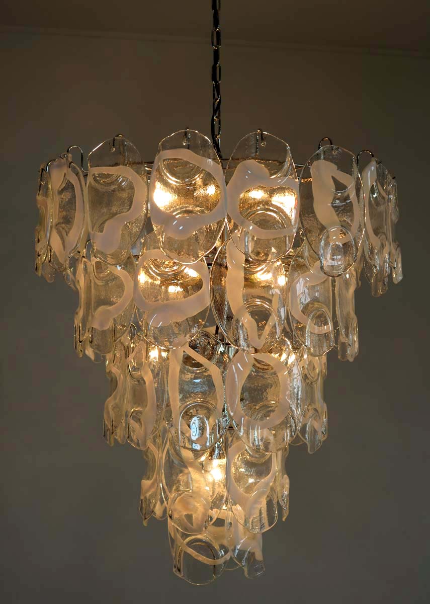 Murano Lysekrone – 50 Hvite Crostoliglass – detalj 10 – Murano Classics