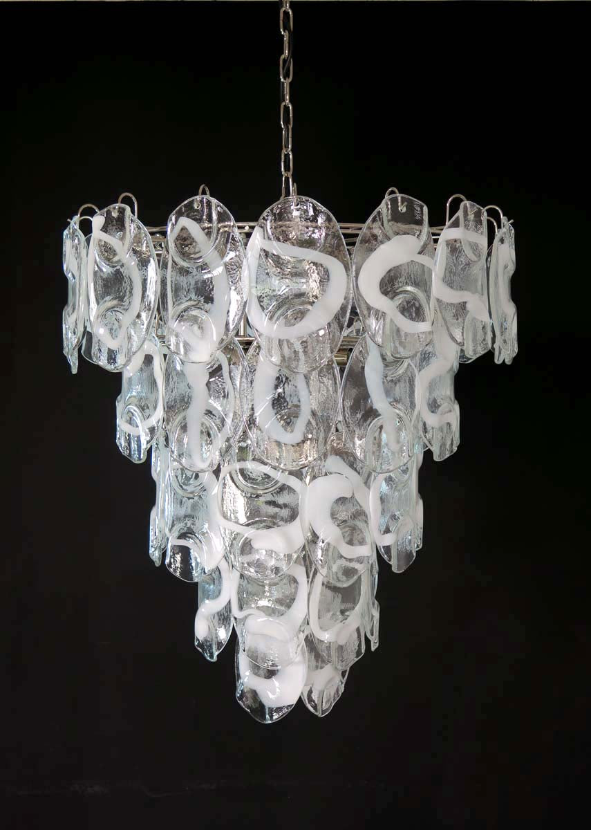 Murano Lysekrone – 50 Hvite Crostoliglass – detalj 3 – Murano Classics