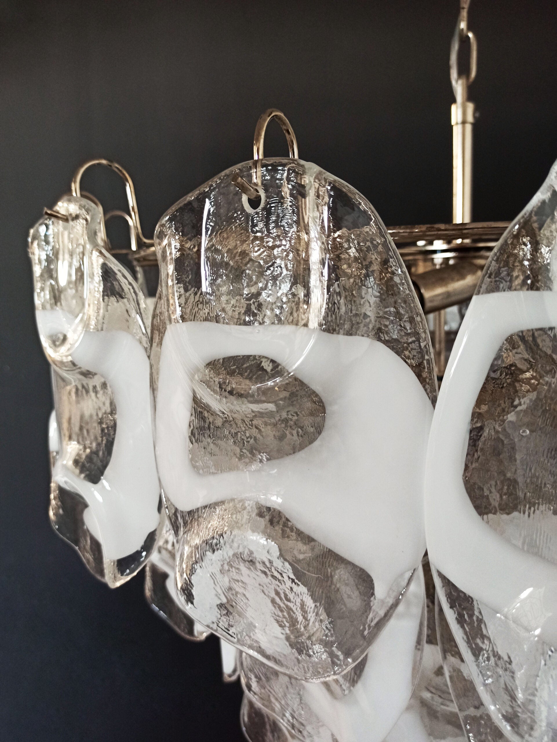 Murano Lysekrone | 57 Klare Hvite Crostoliglass