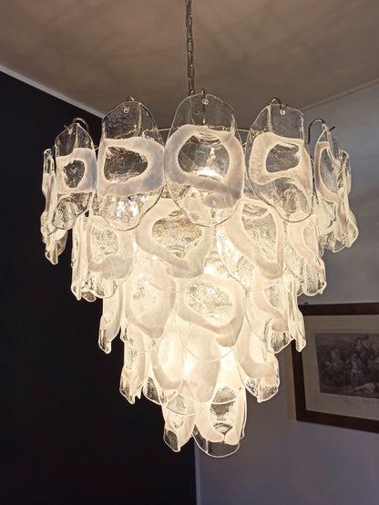 Murano Lysekrone | 57 Klare Hvite Crostoliglass