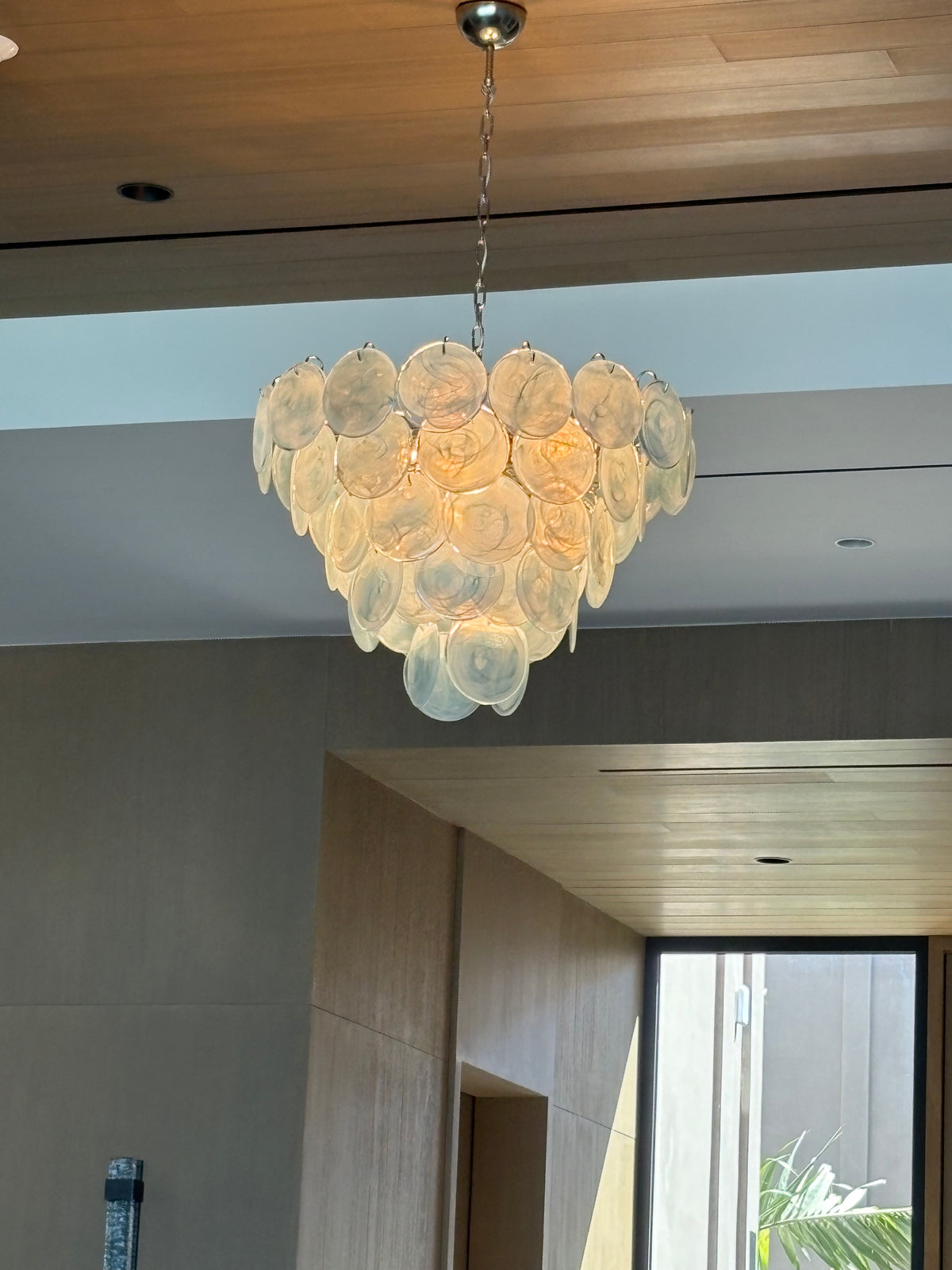 Murano Lysekrone | 57 Blå Alabaster Diskglass