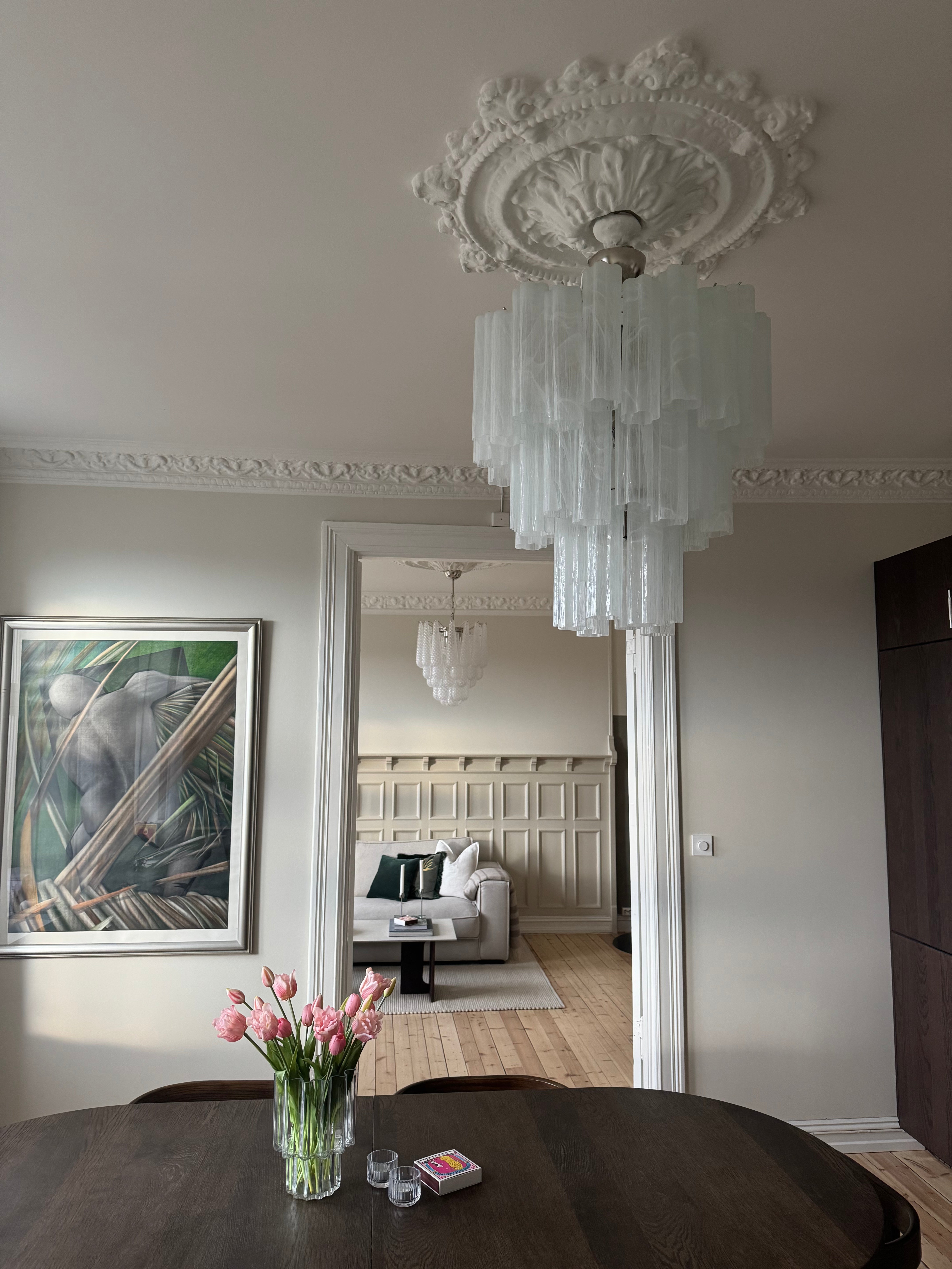 Murano Lysekrone – 48 Hvit Alabaster Glassrør – detalj 3 – Murano Classics