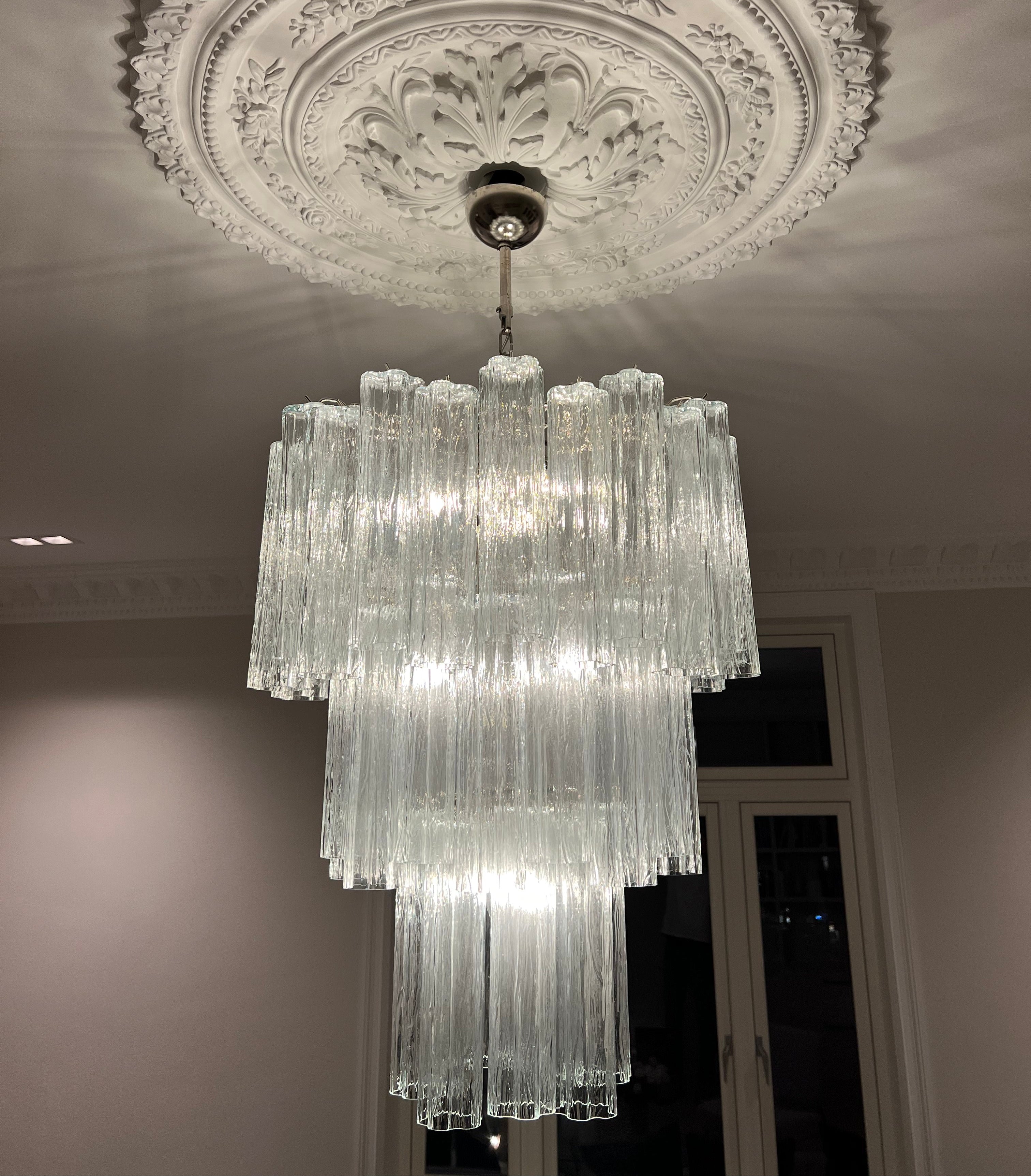Murano Lysekrone – 48 Klare Glassrør – detalj 3 – Murano Classics