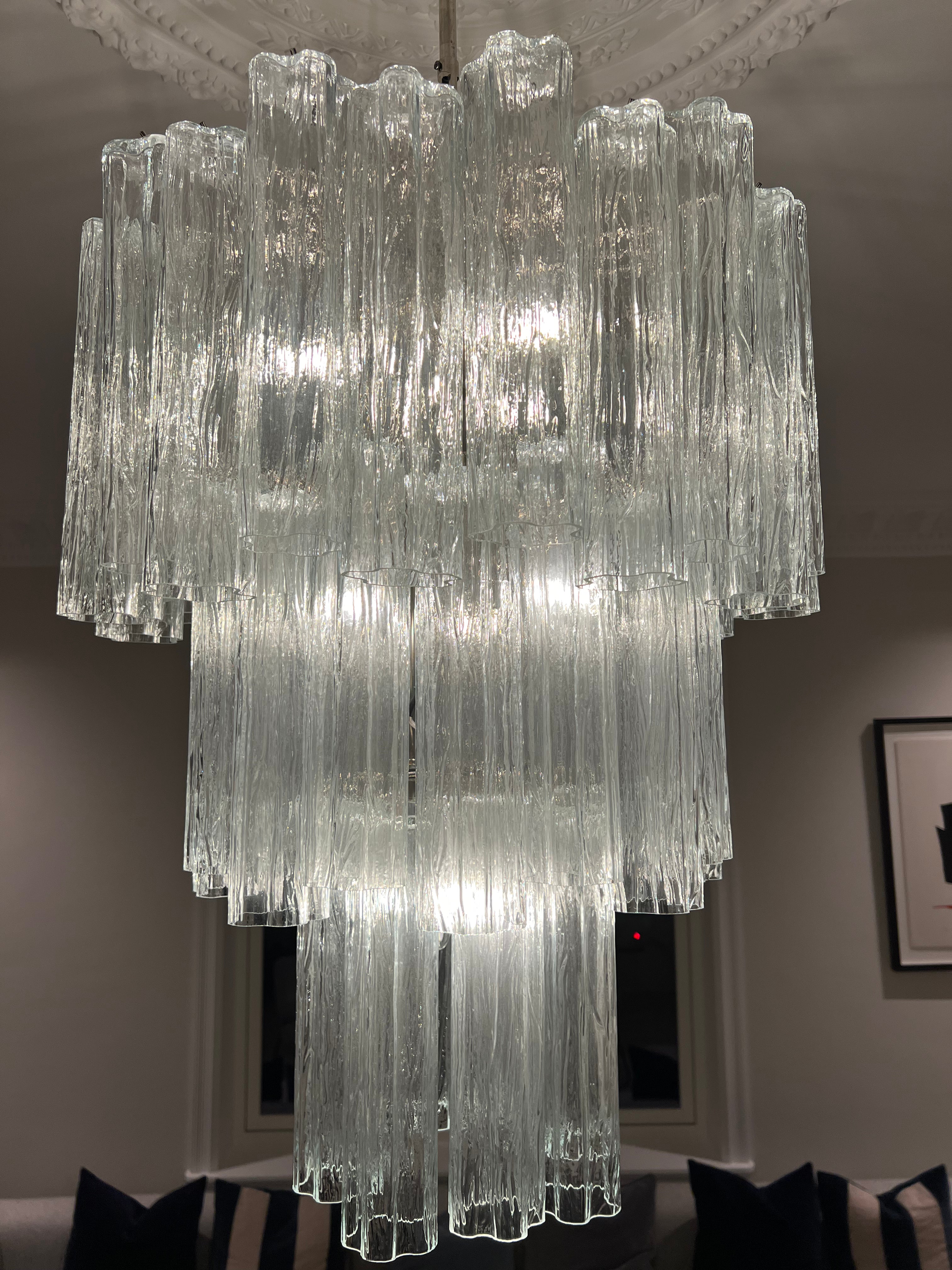 Murano Lysekrone – 48 Klare Glassrør – detalj 7 – Murano Classics