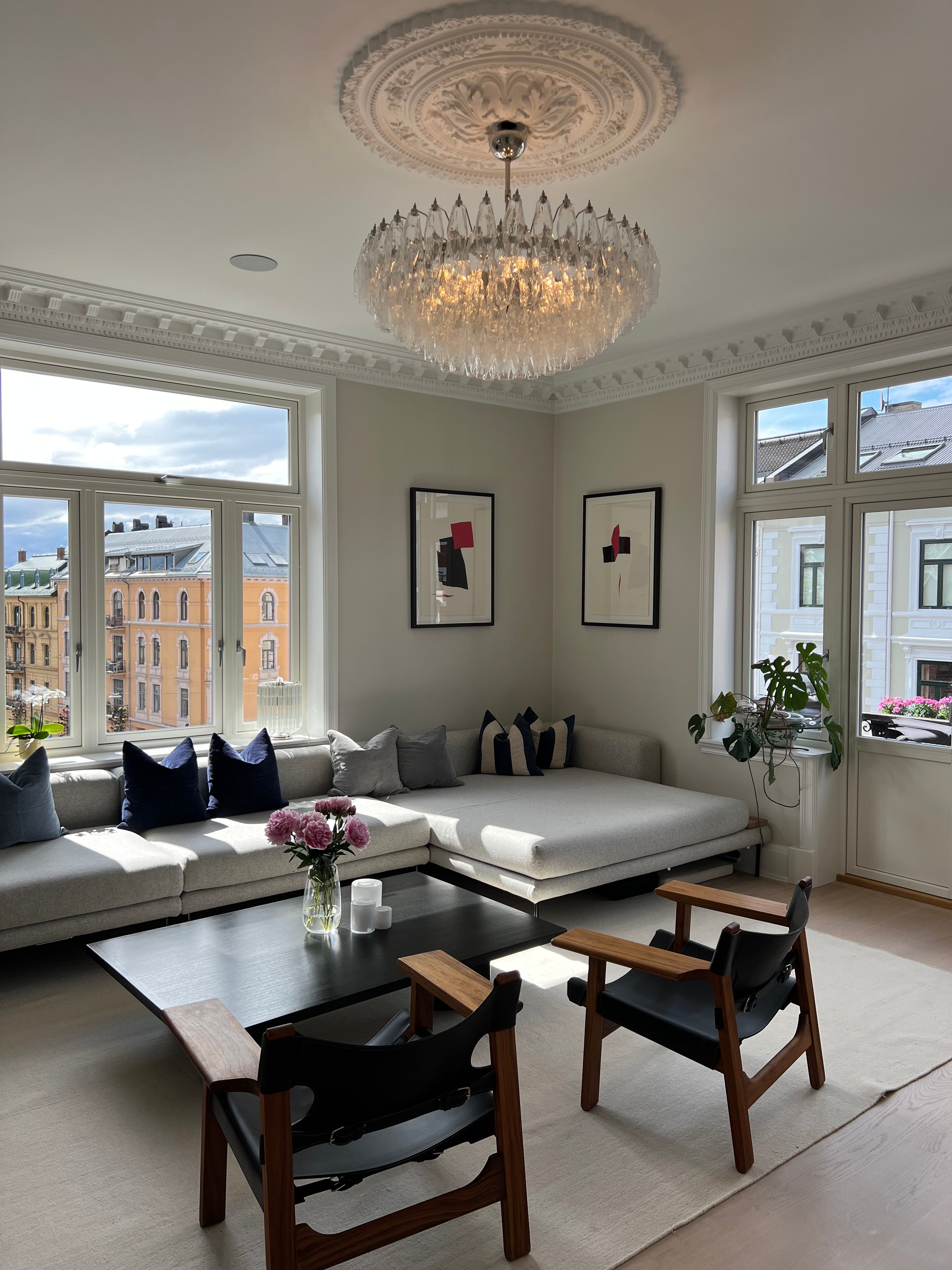 Murano Lysekrone | 185 Klare Poliedriglass