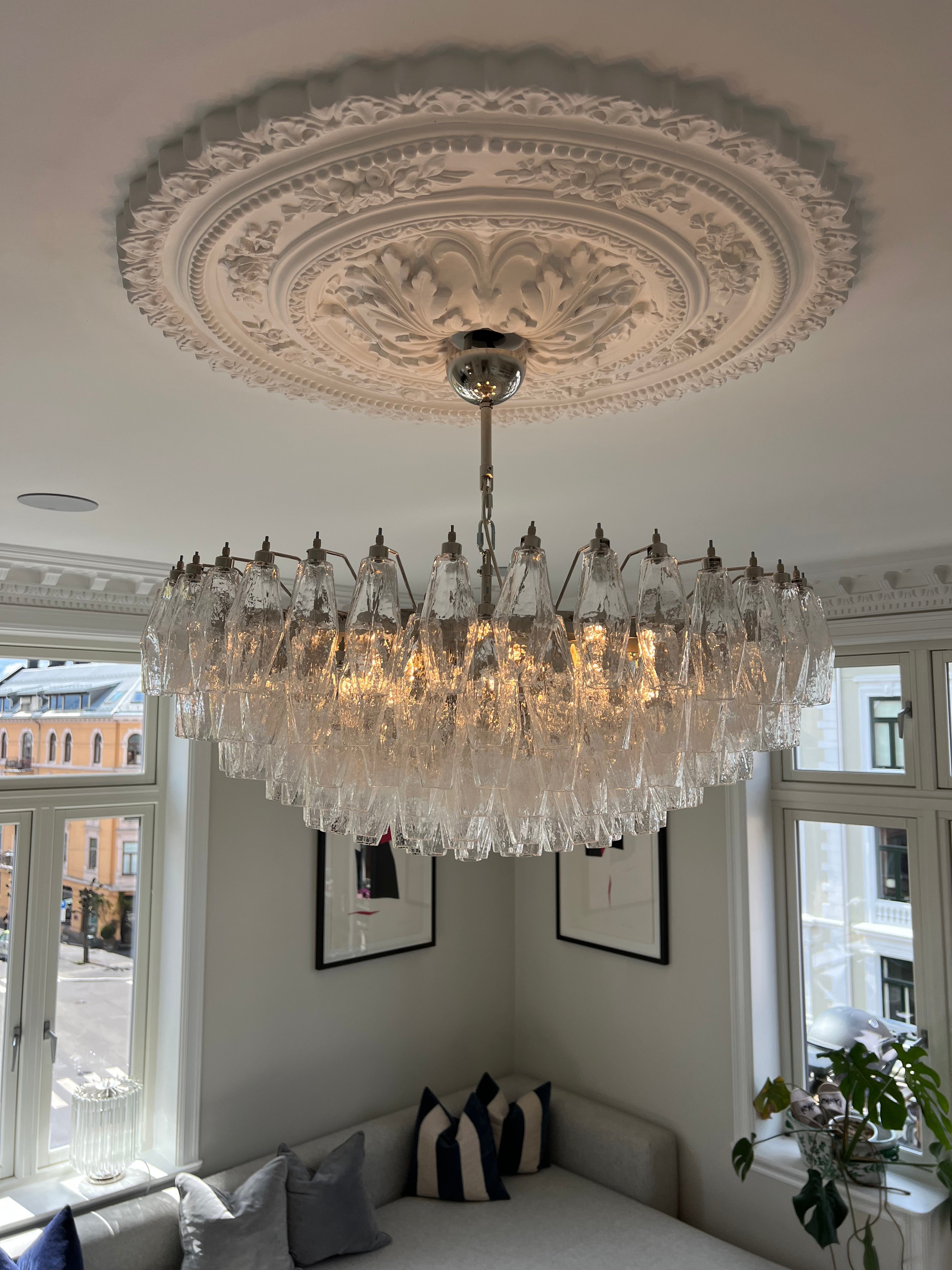 Murano Lysekrone | 185 Klare Poliedriglass