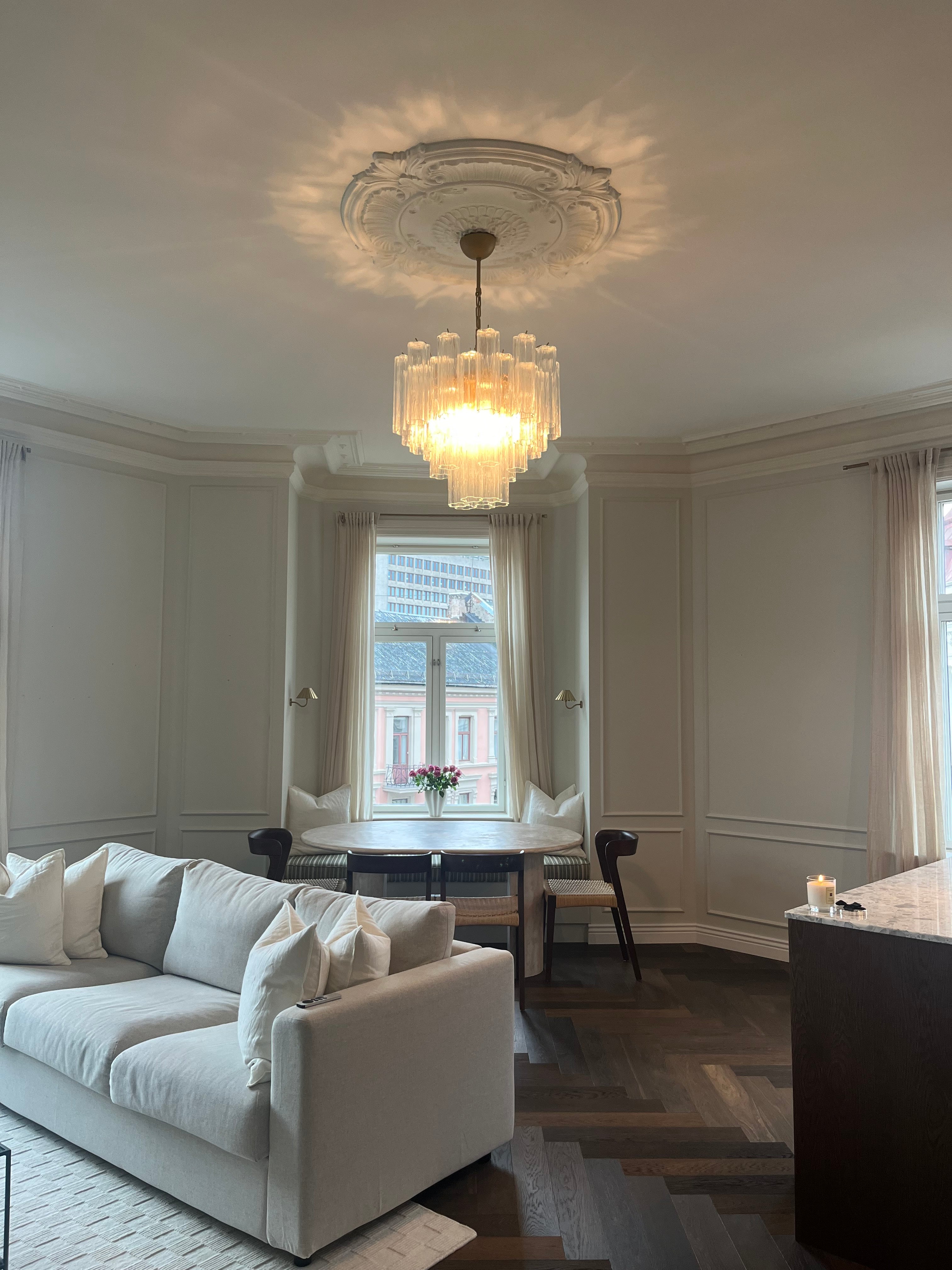 Murano Lysekrone – 36 Klare Glassrør – detalj 2 – Murano Classics