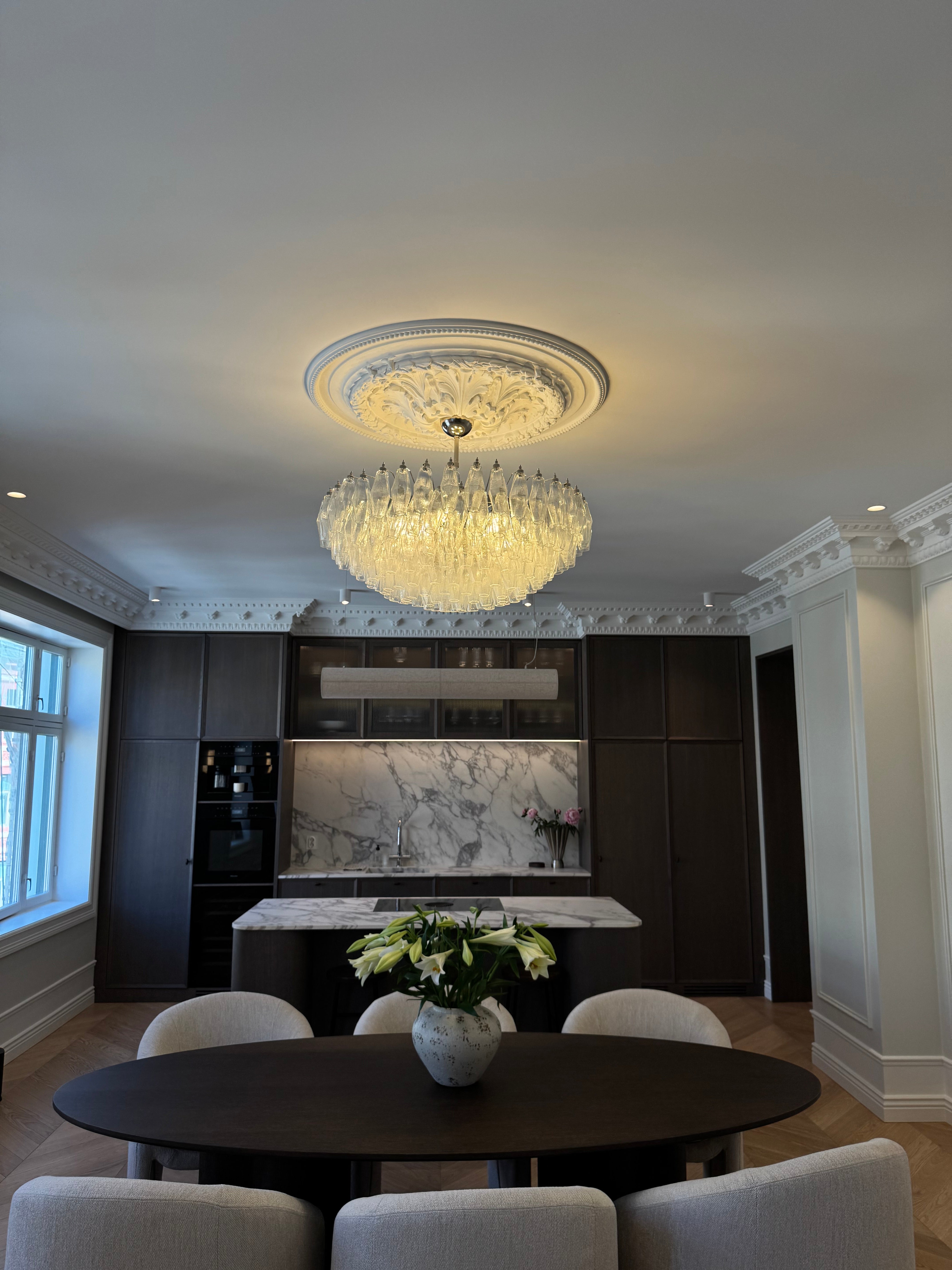 Murano Lysekrone | 185 Klare Poliedriglass