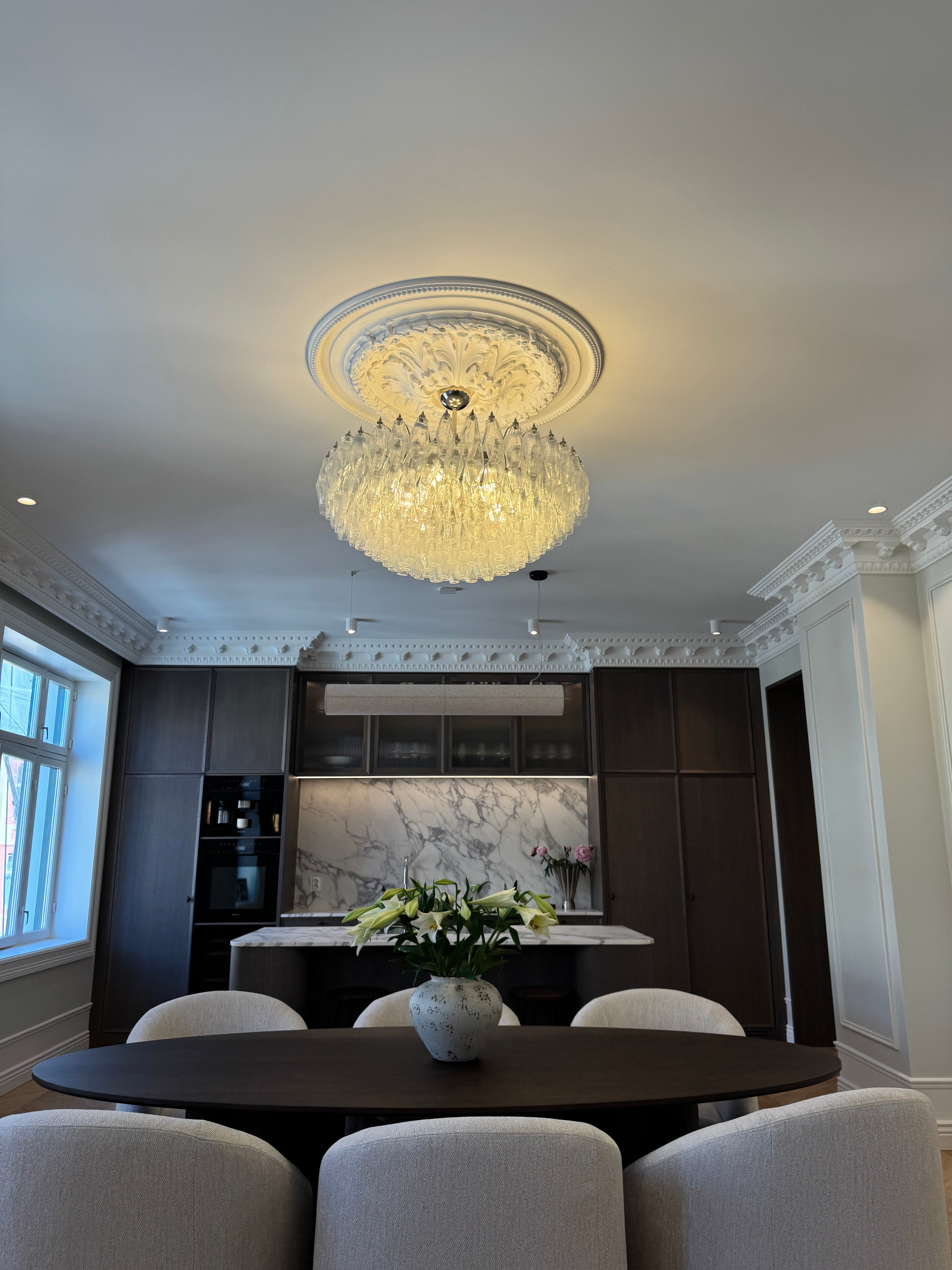 Murano Lysekrone | 185 Klare Poliedriglass