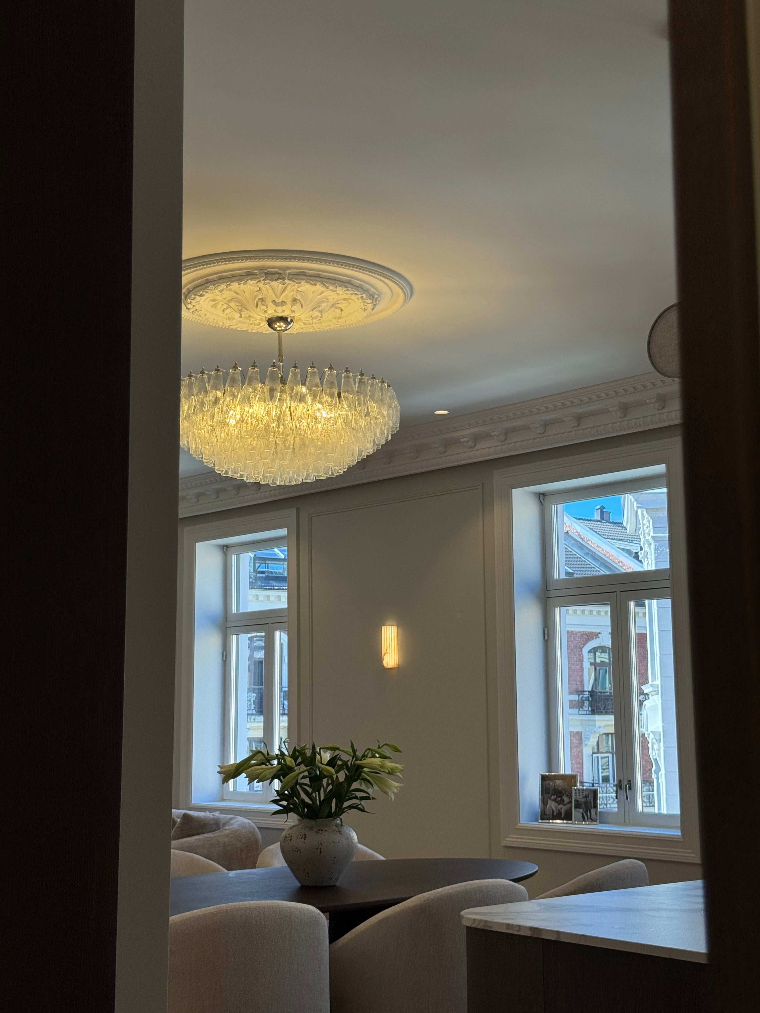Murano Lysekrone | 185 Klare Poliedriglass