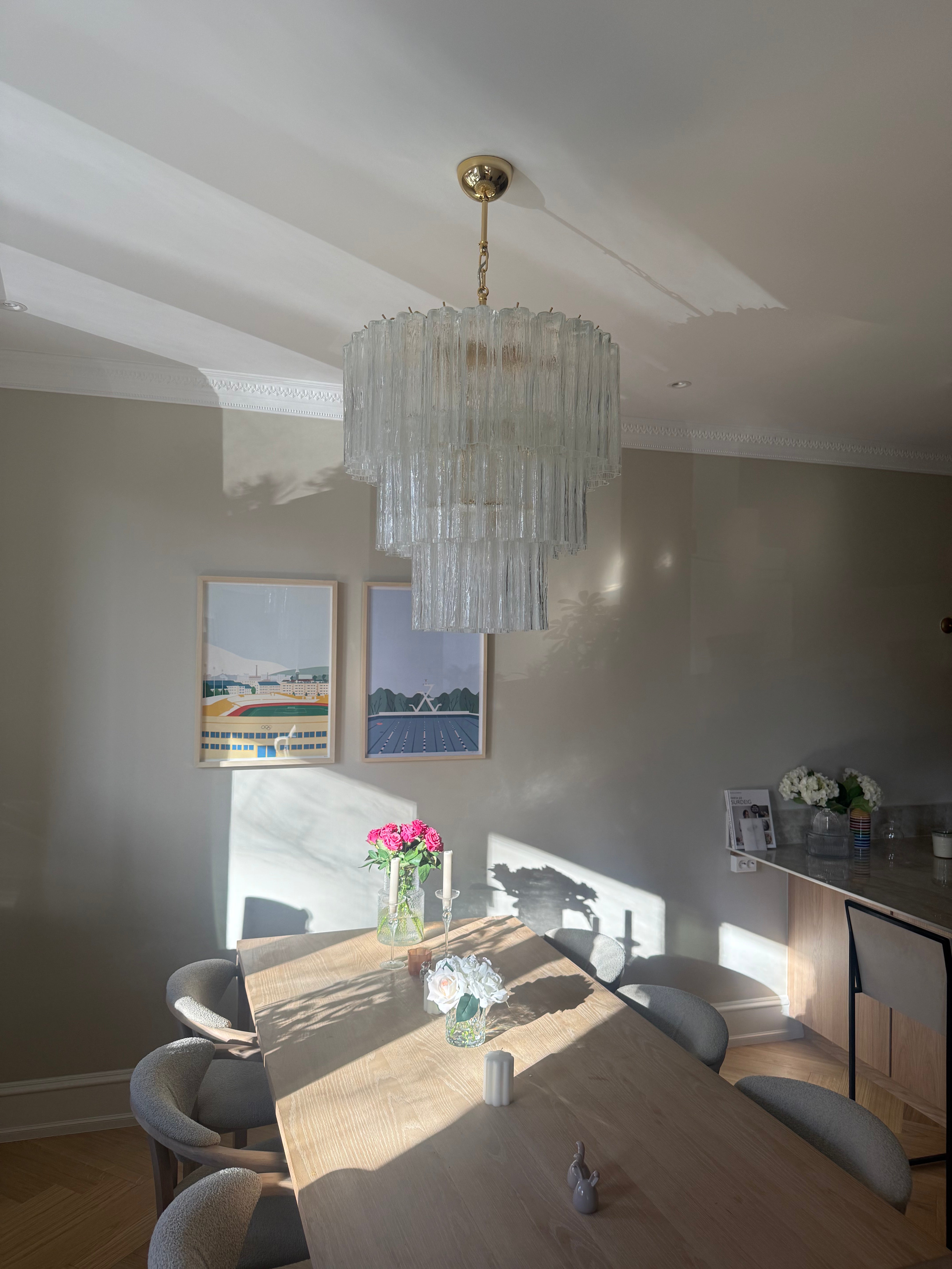 Murano Lysekrone – 52 Klare Glassrør – Murano Classics