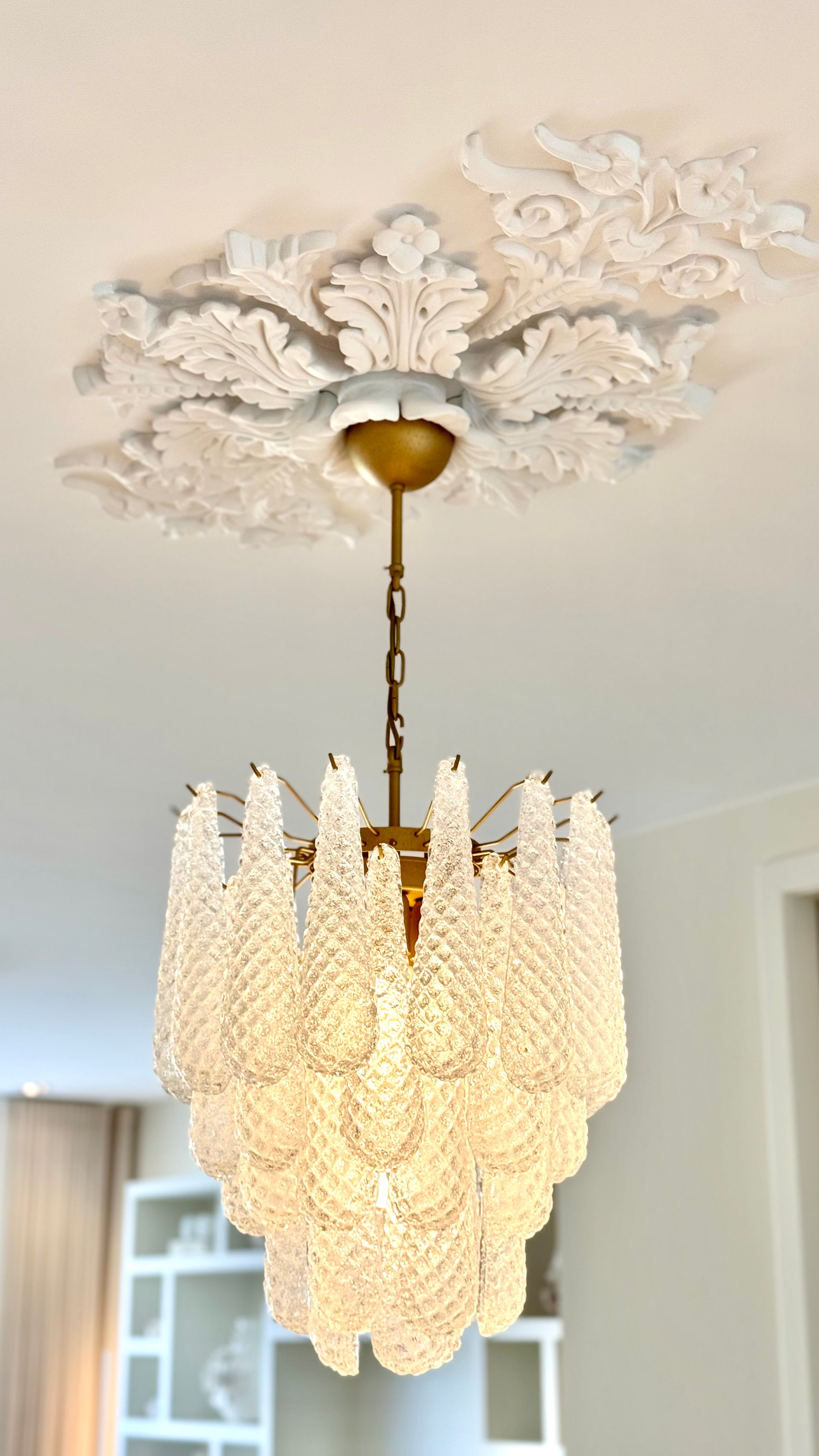 Murano Lysekrone – 41 Klare Dråpeglass – detalj 10 – Murano Classics