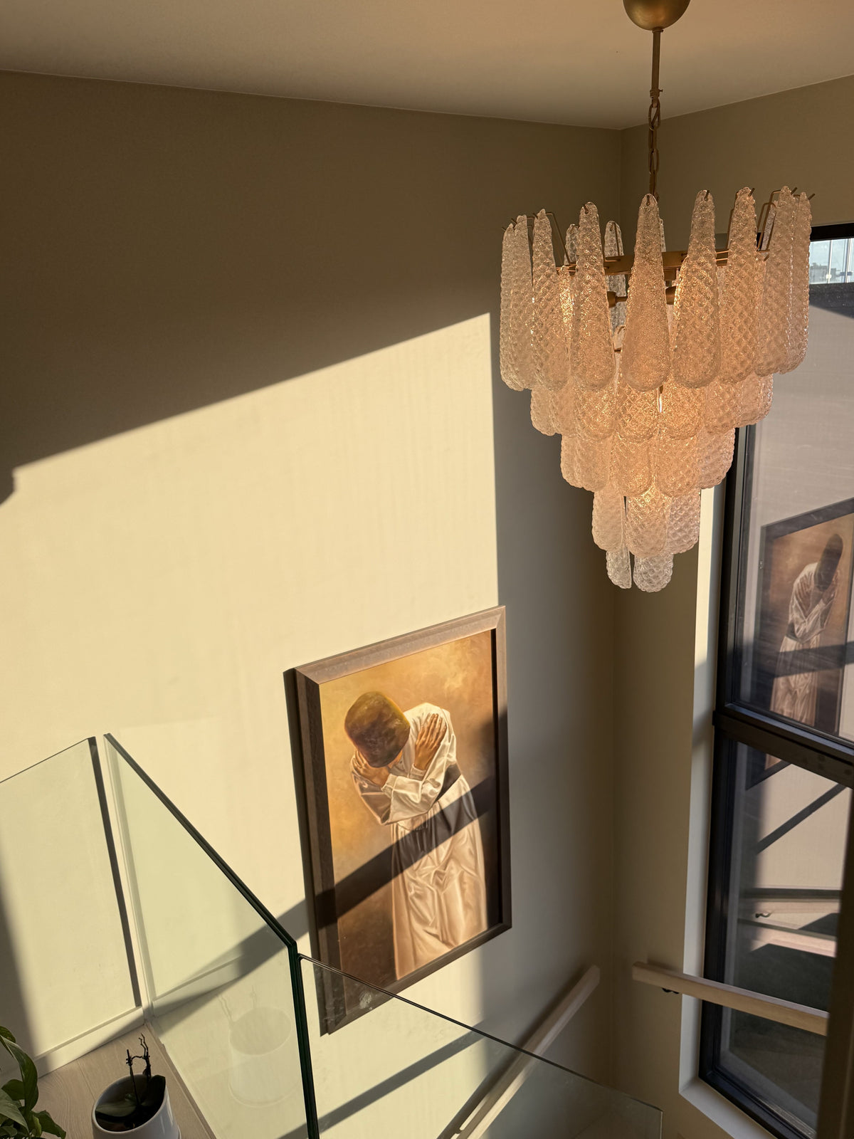 Murano Lysekrone | 52 Klare Dråpeglass