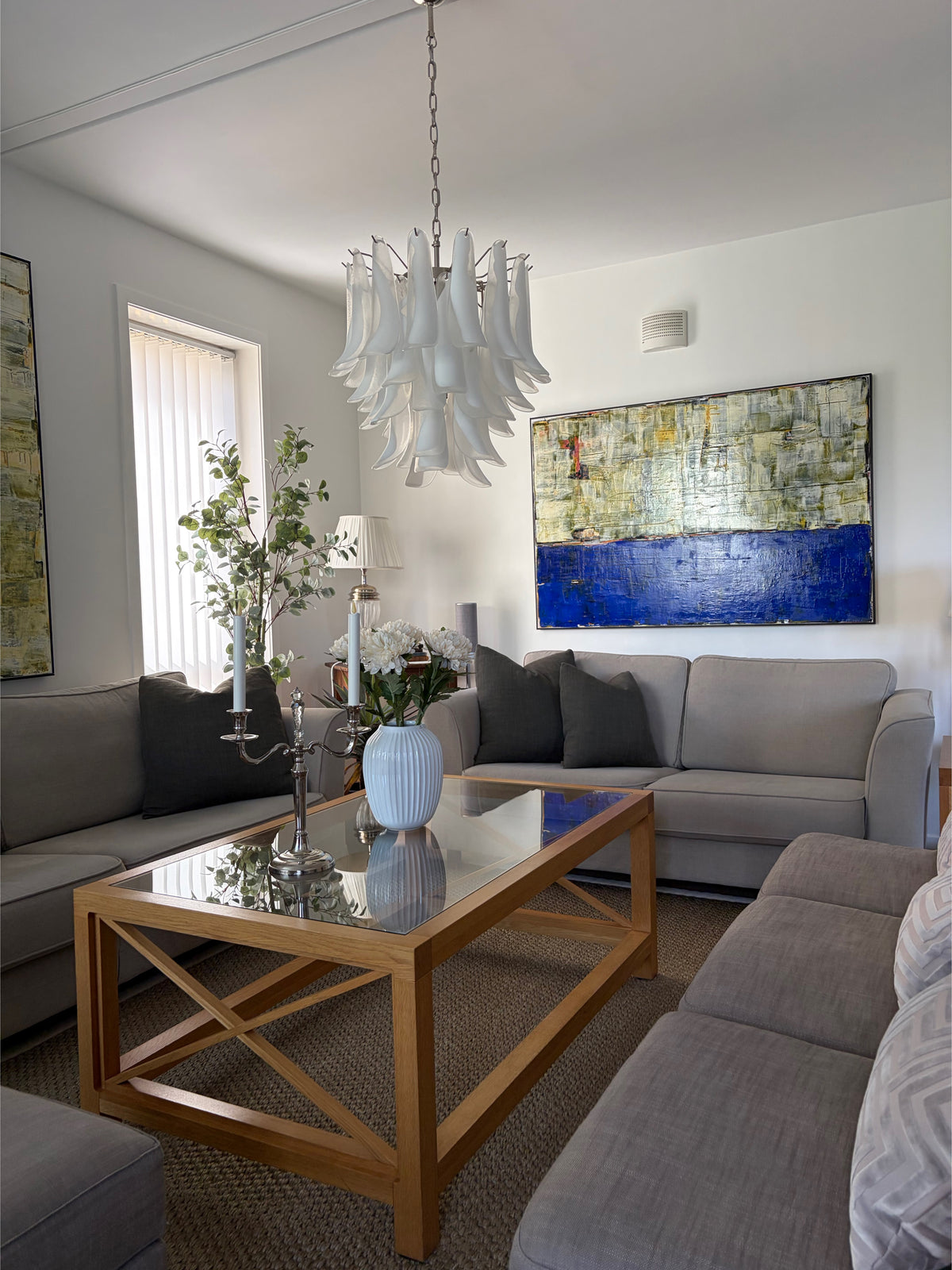 Murano Lysekrone | 41 Klare Konglebladglass