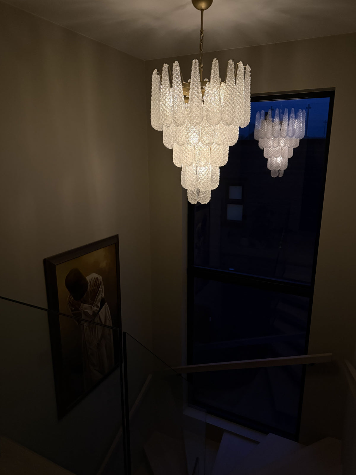 Murano Lysekrone | 52 Klare Dråpeglass