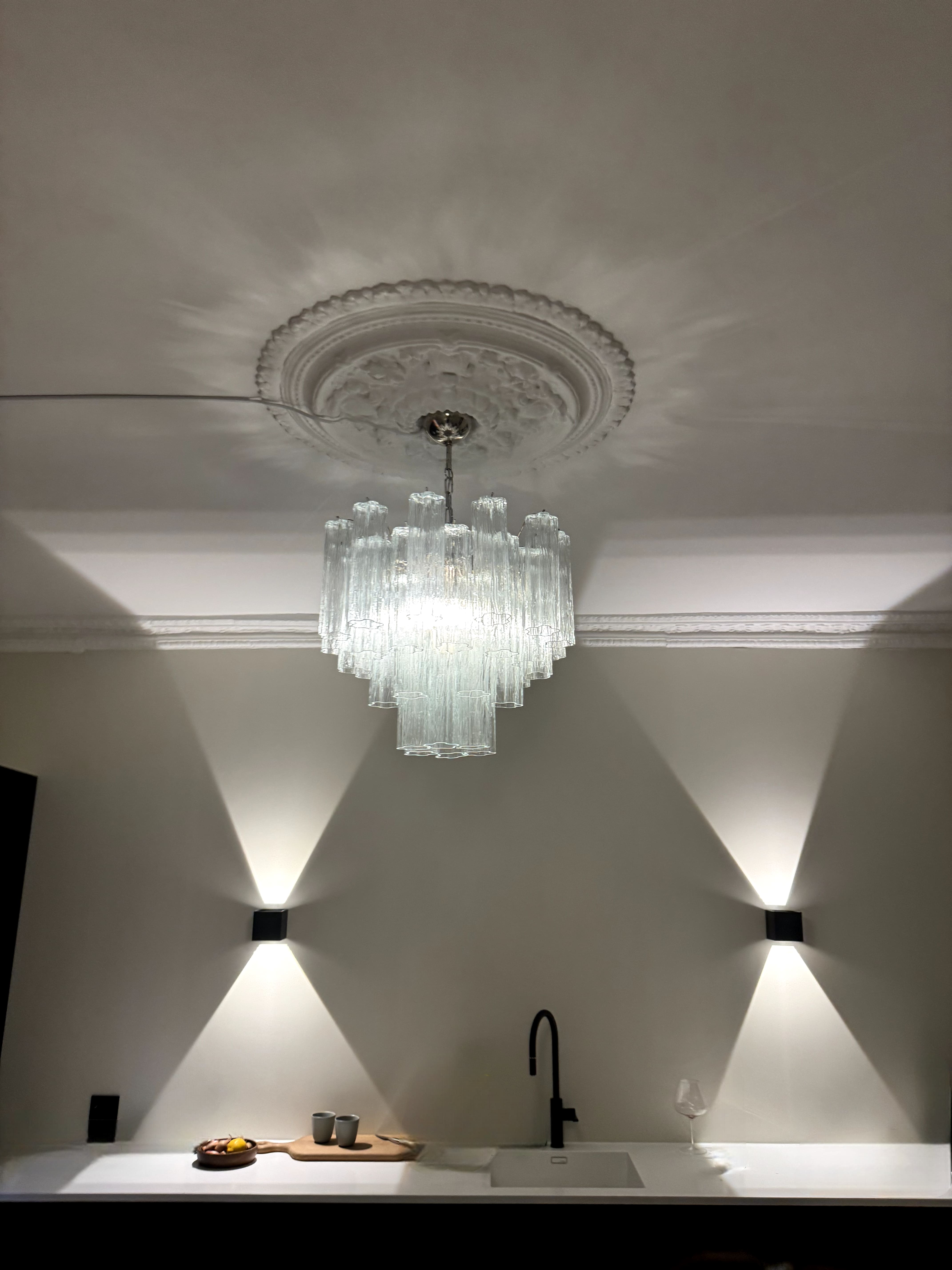 Murano Lysekrone – 36 Klare Glassrør – detalj 8 – Murano Classics