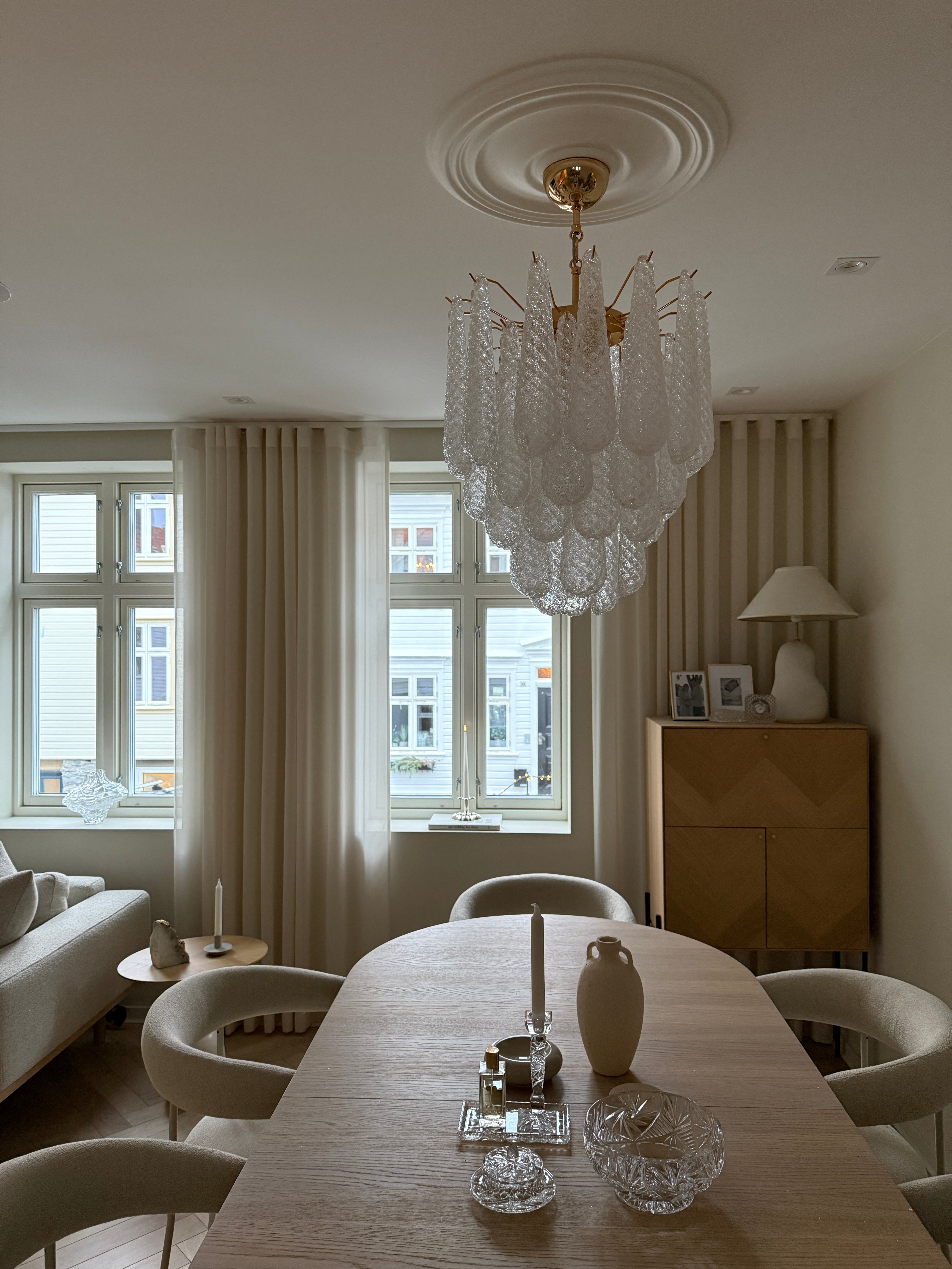 Murano Lysekrone | 41 Klare Dråpeglass