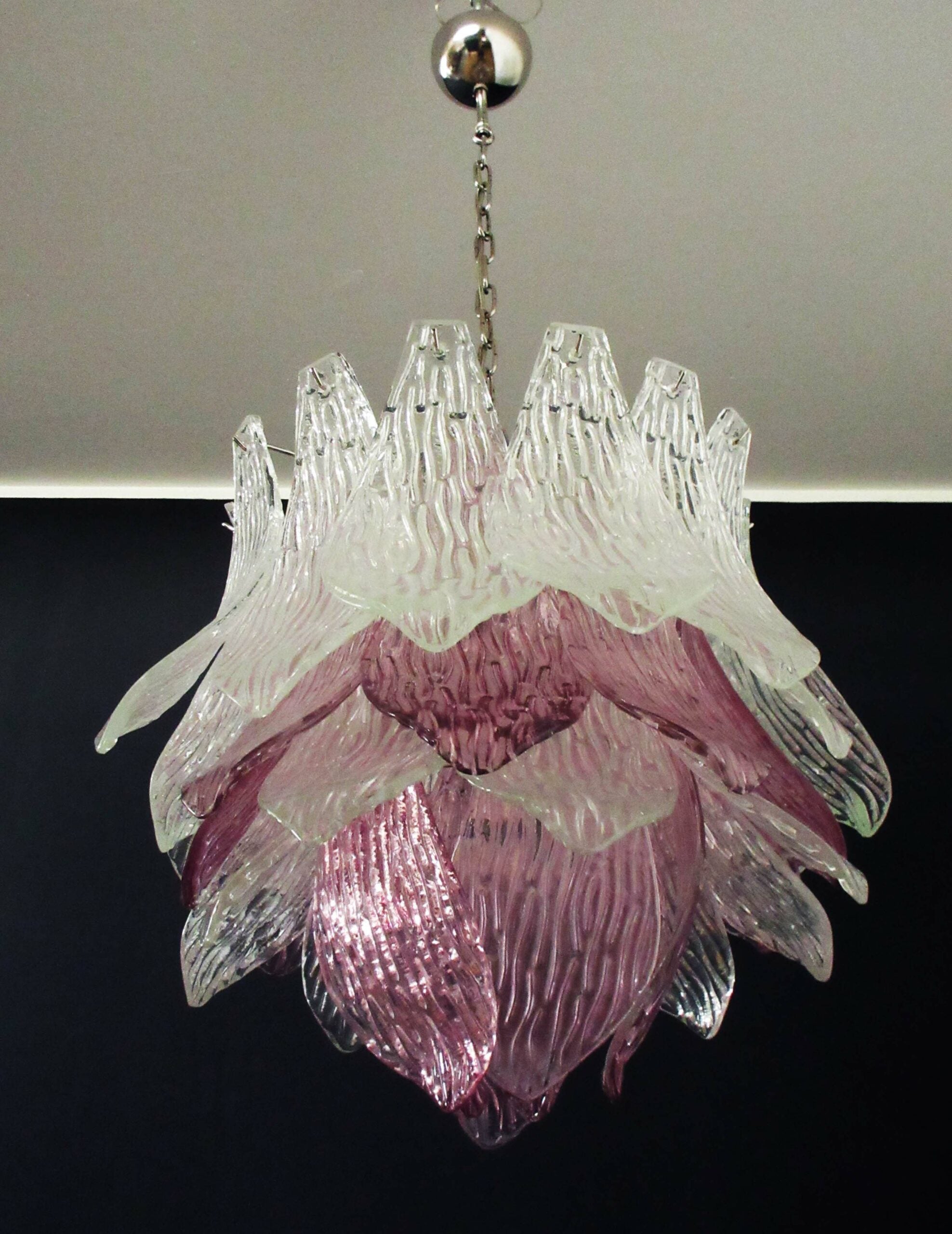 Murano Lysekrone – 38 Klare Lilla Crostoliglass – detalj 2 – Murano Classics