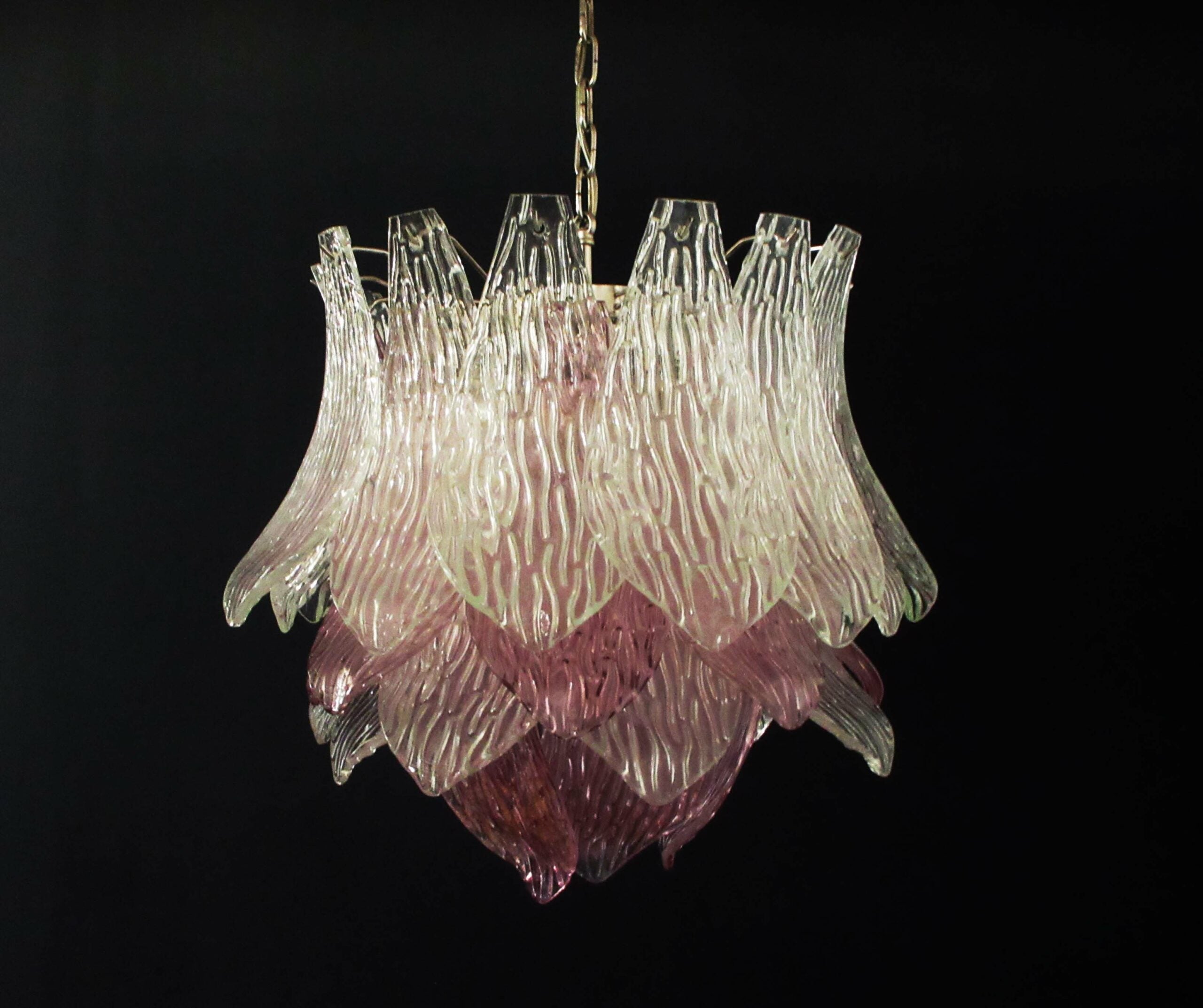 Murano Lysekrone – 38 Klare Lilla Crostoliglass – detalj 3 – Murano Classics