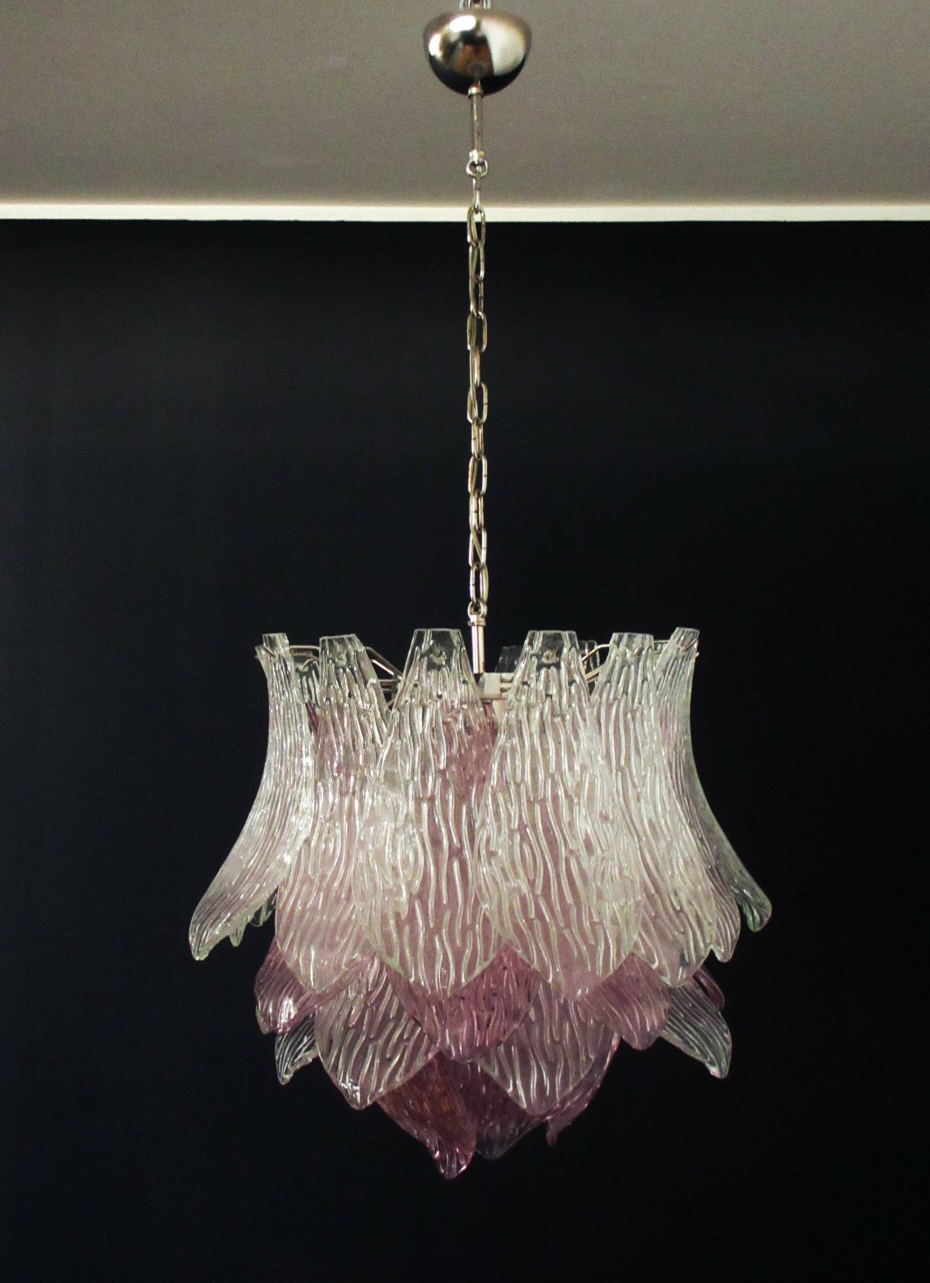 Murano Lysekrone – 38 Klare Lilla Crostoliglass – detalj 4 – Murano Classics