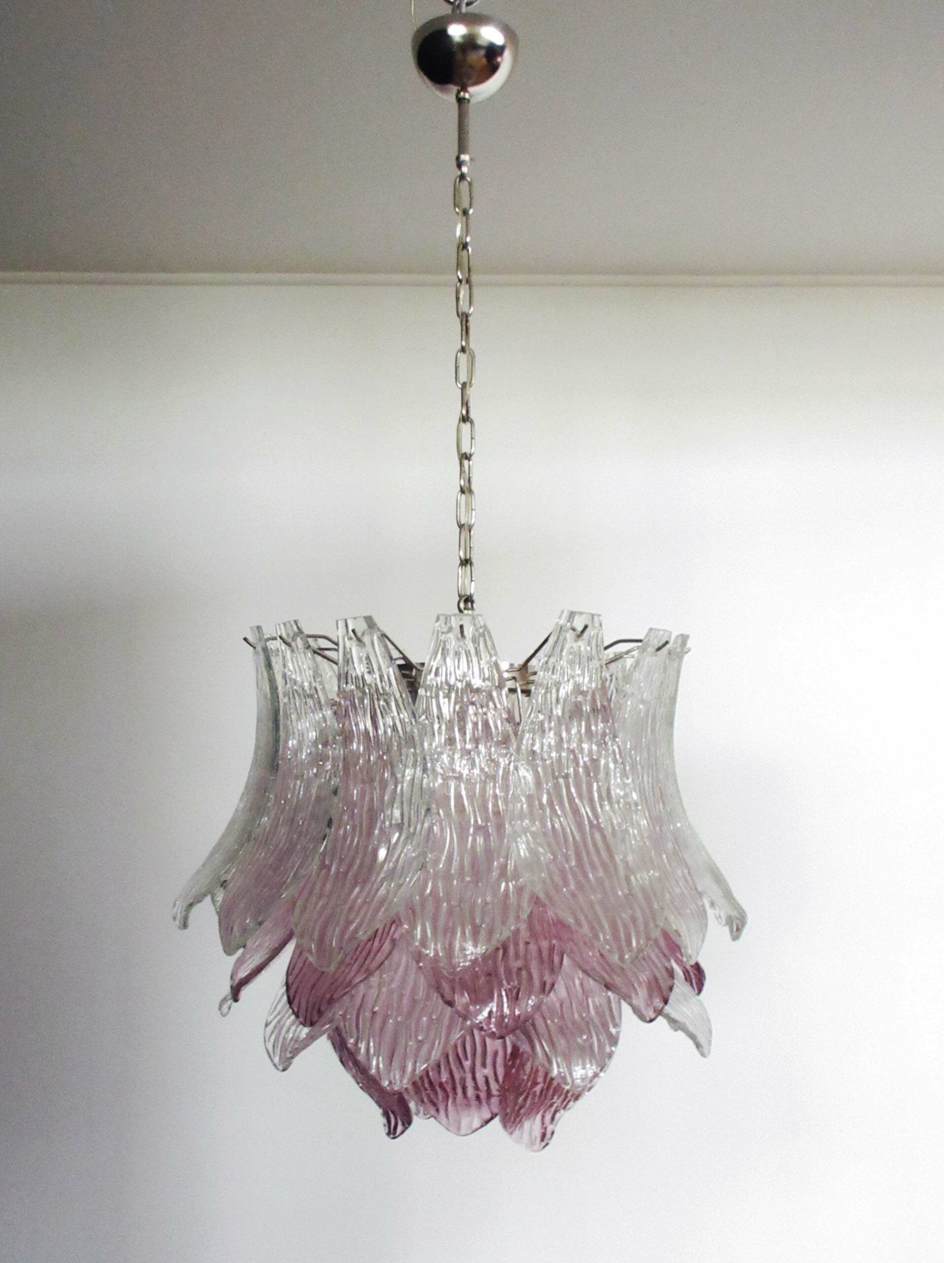 Murano Lysekrone – 38 Klare Lilla Crostoliglass – detalj 7 – Murano Classics