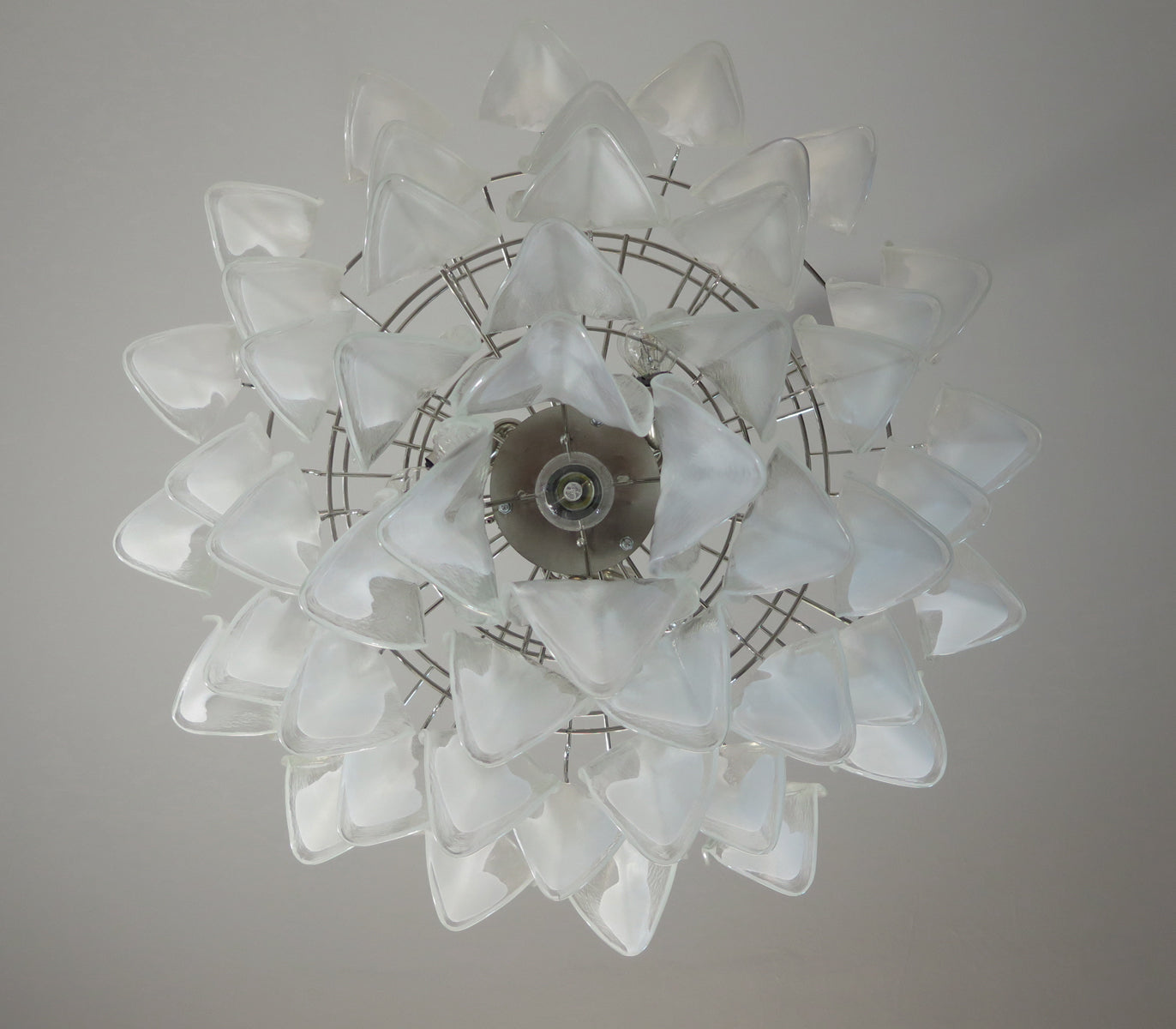 Murano Lysekrone | 50 Hvite Klare Rondiniglass