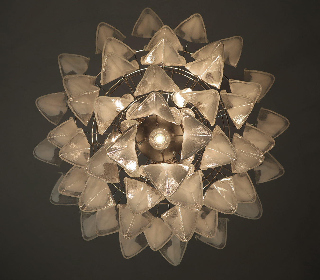 Murano Lysekrone | 50 Hvite Klare Rondiniglass