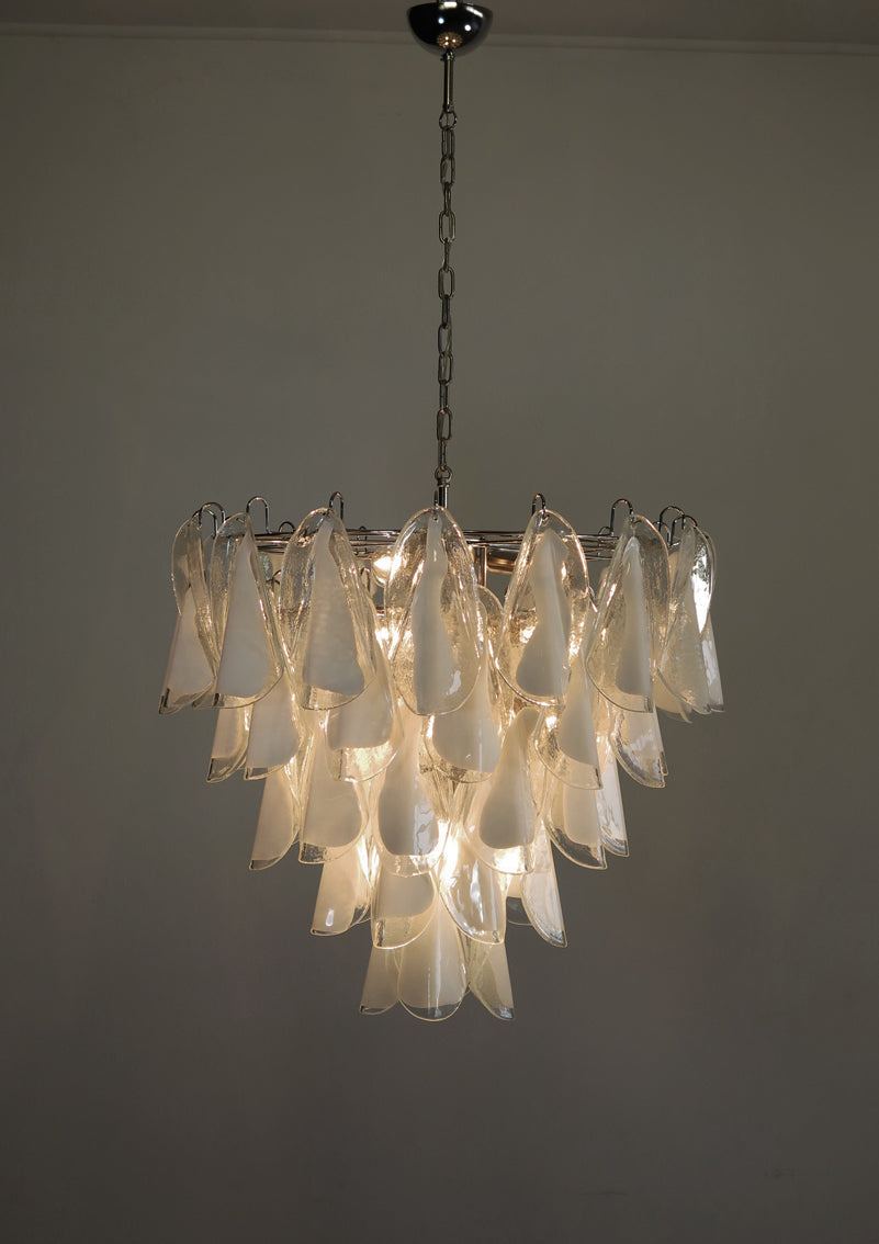 Murano Lysekrone | 50 Hvite Klare Rondiniglass