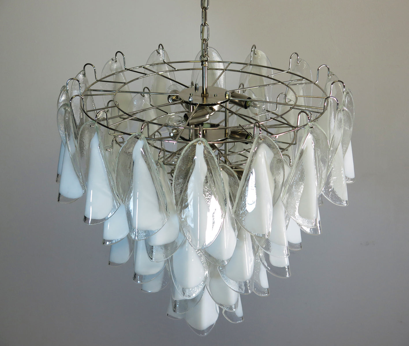 Murano Lysekrone | 50 Hvite Klare Rondiniglass