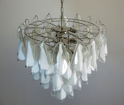 Murano Lysekrone | 50 Hvite Klare Rondiniglass