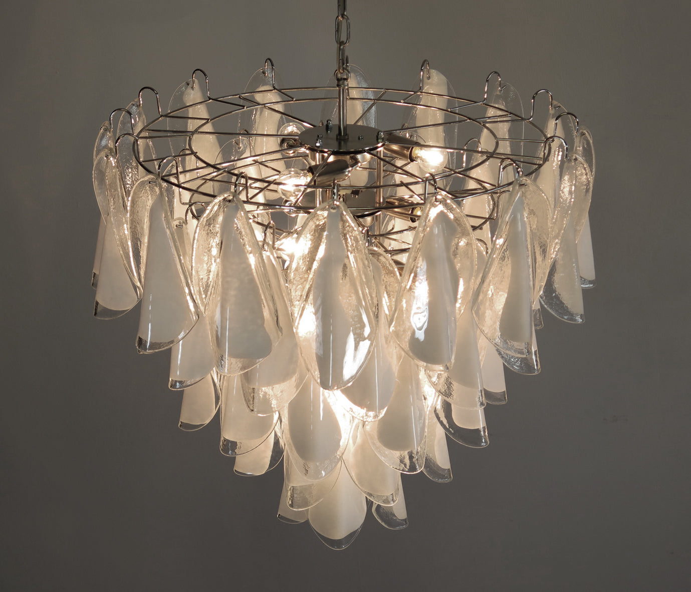 Murano Lysekrone | 50 Hvite Klare Rondiniglass