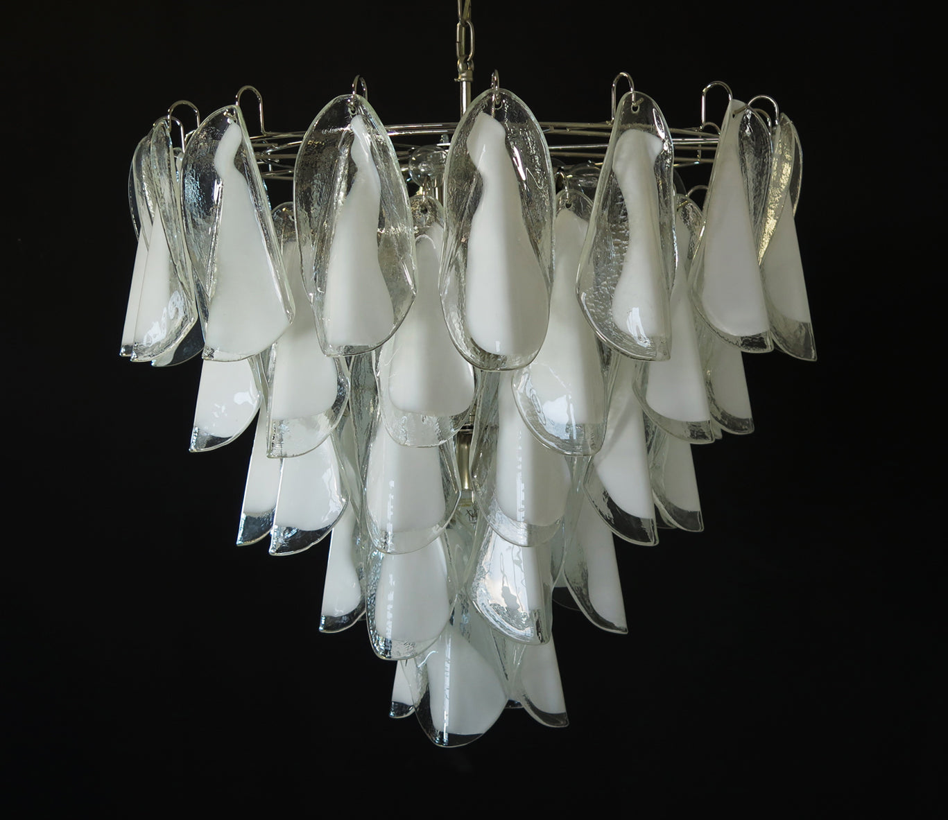 Murano Lysekrone | 50 Hvite Klare Rondiniglass