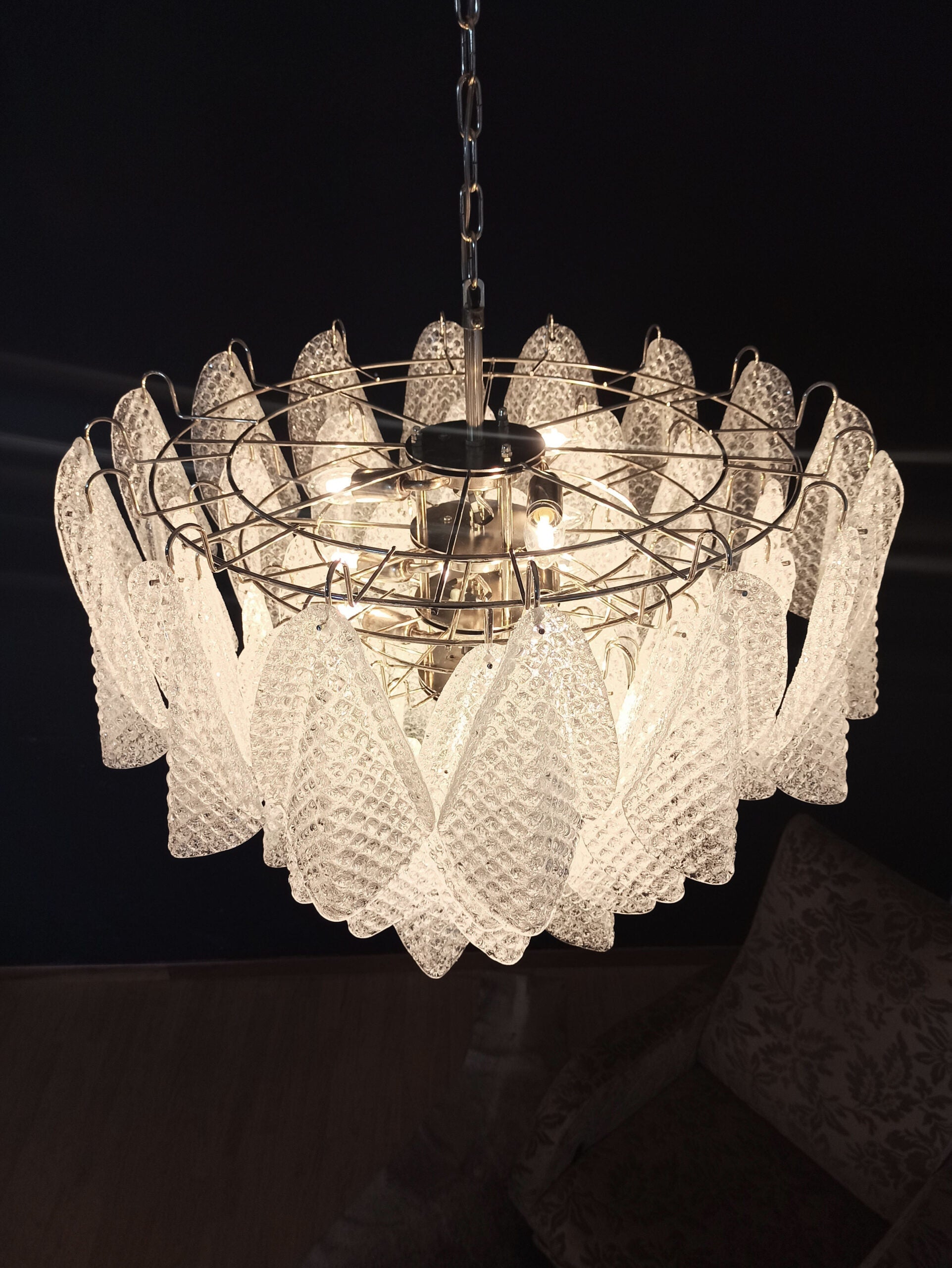 Murano Lysekrone – 57 Klare Rondiniglass – detalj 9 – Murano Classics