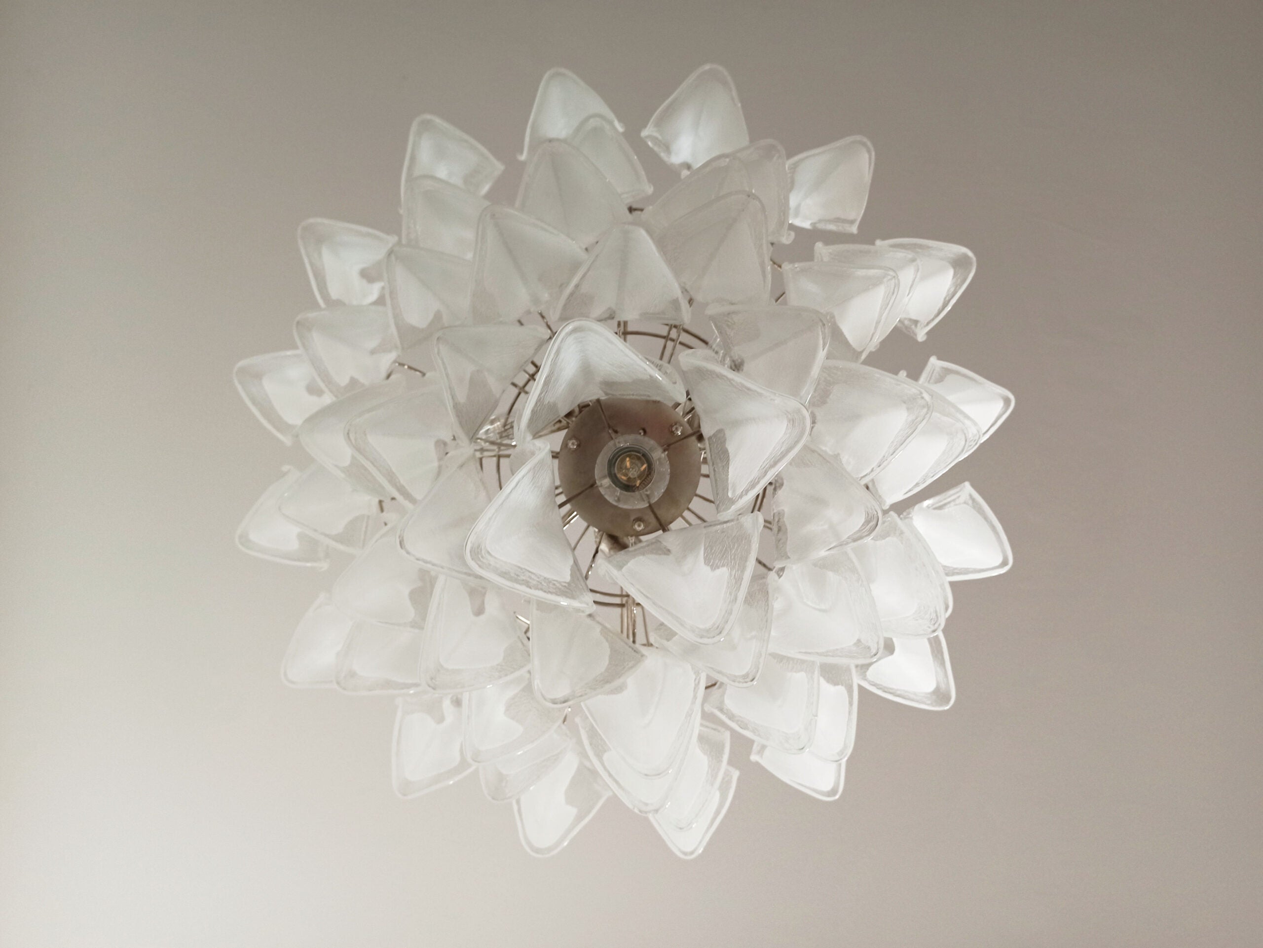 Murano Lysekrone | 57 Hvite Klare Rondiniglass