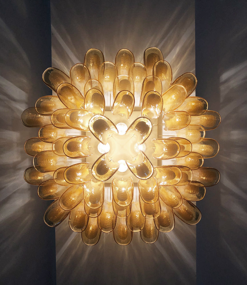 Murano Taklampe – 64 Karamel Konglebladglass – detalj 5 – Murano Classics
