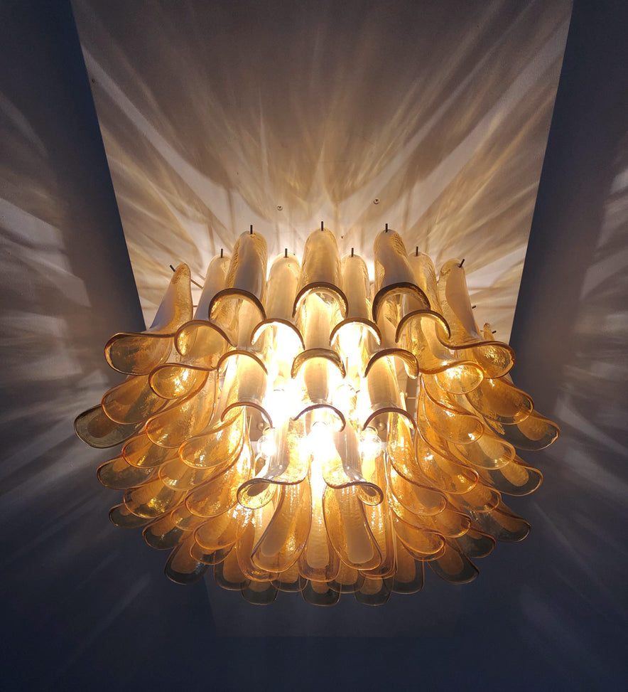 Murano Taklampe – 64 Karamel Konglebladglass – detalj 6 – Murano Classics