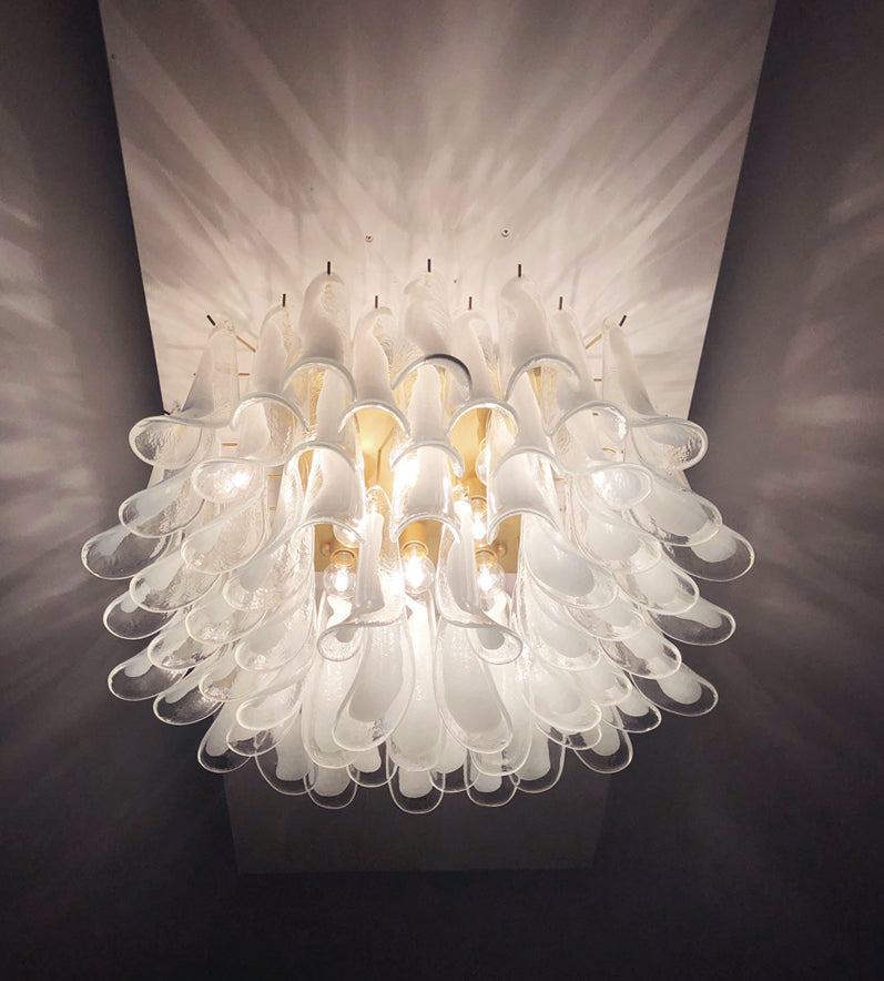 Murano Taklampe – 64 Hvite Konglebladglass – detalj 11 – Murano Classics