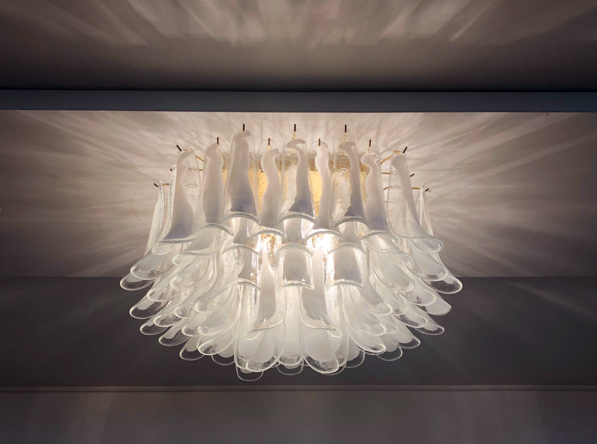 Murano Taklampe – 64 Hvite Konglebladglass – detalj 4 – Murano Classics